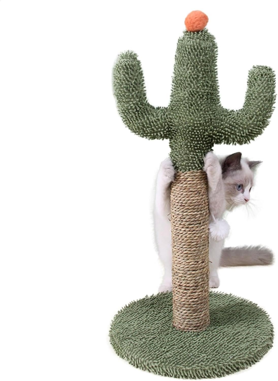 Cute Cat Scratcher,Green Cactus Scratching Post | Natural Kitten Scratch Poles in Soft Fabric, Scratch Poles with Interactive Ball for All Indoor Breeds image number 4