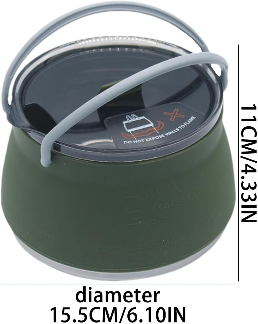 Foldable Water Pot - Outdoor Silicone Camping Kettle - Lightweight Camping Water Boiler, Portable Hiking Camping Kettle for Outdoor Camping, Hiking Use image number 2