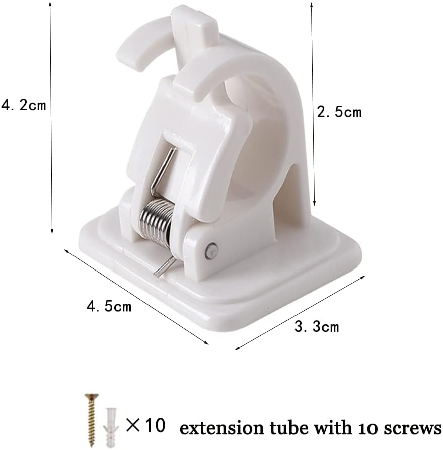 Fishing Rod Clips with Screws - Wall Mounted Holder for Poles, Cues, Curtain Rods - 10Pcs Storage Rack Organizer Brackets image number 3