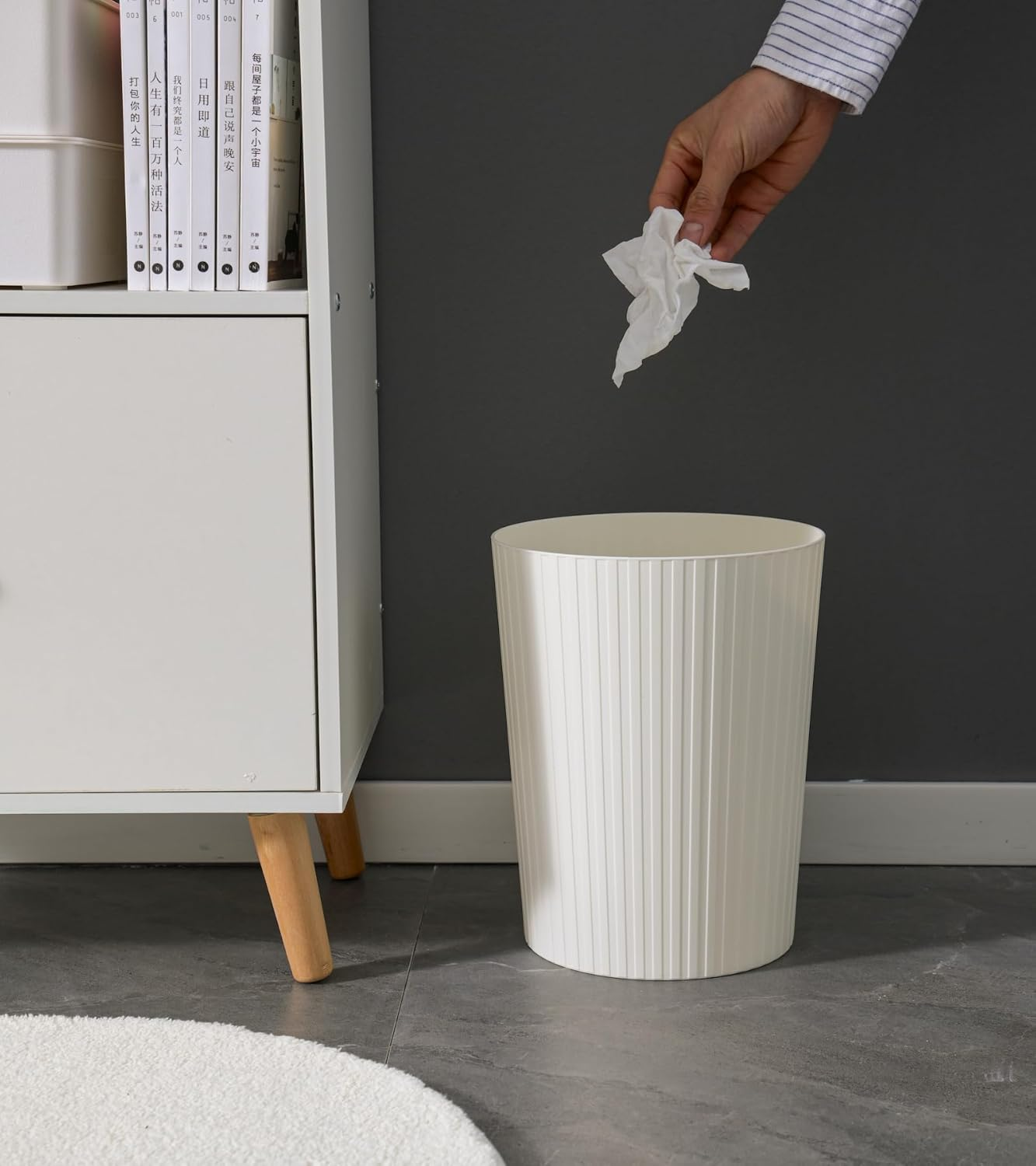 Cetomo 7.2 L X 3 Set, Waste Paper Bin, Waste Paper Bin, Rubbish Bin for Bathrooms, Kitchens, Home Offices, Dormitories, White - 6 X Black image number 5