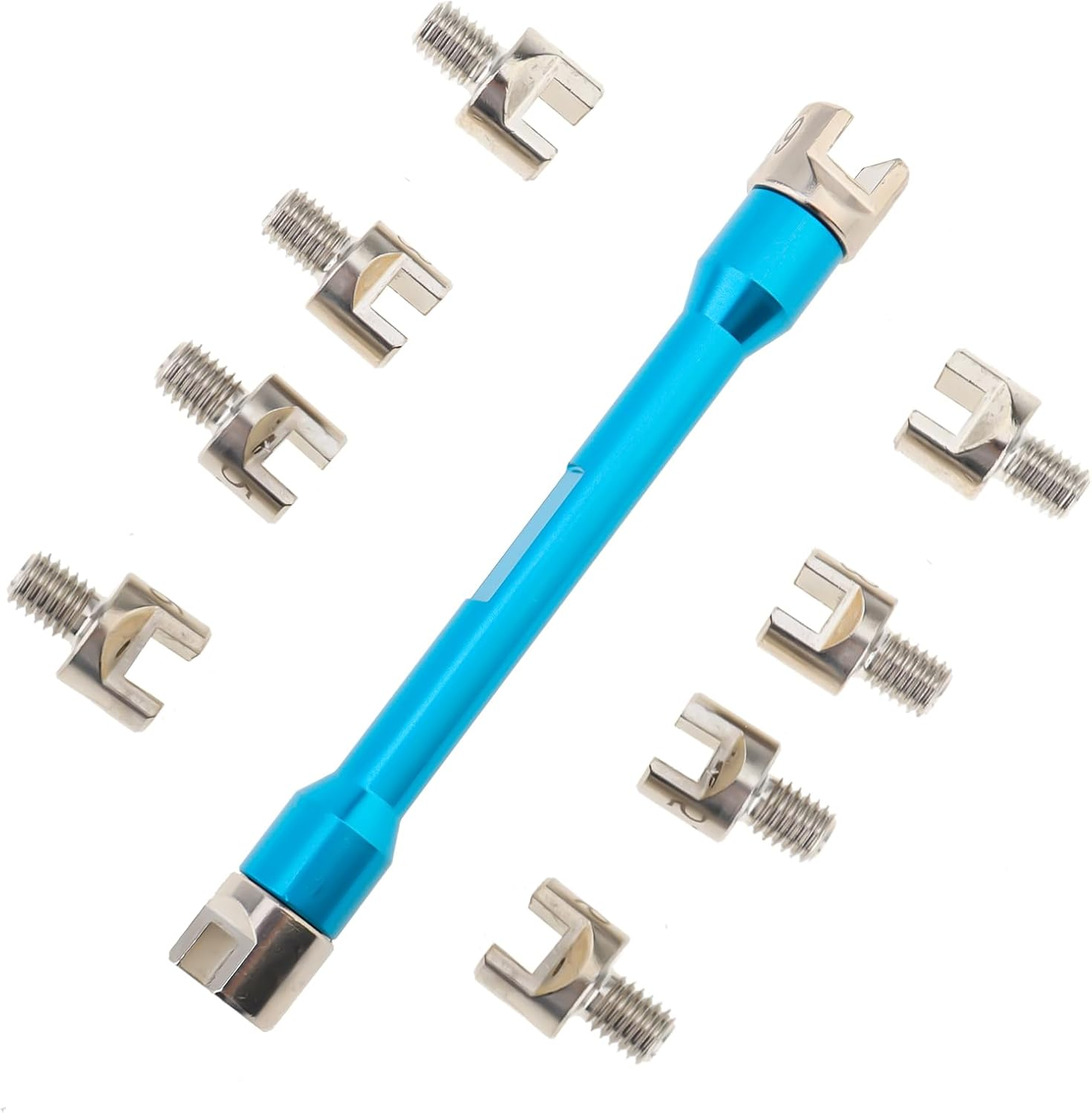 Windance Spoke Spanner Kit, 5.0-6.8Mm Steel Spoke Nipples CNC Aluminum Spoke Wrench Set for Most Motorbike Dirt Bike Scooter, (Blue) image number 2