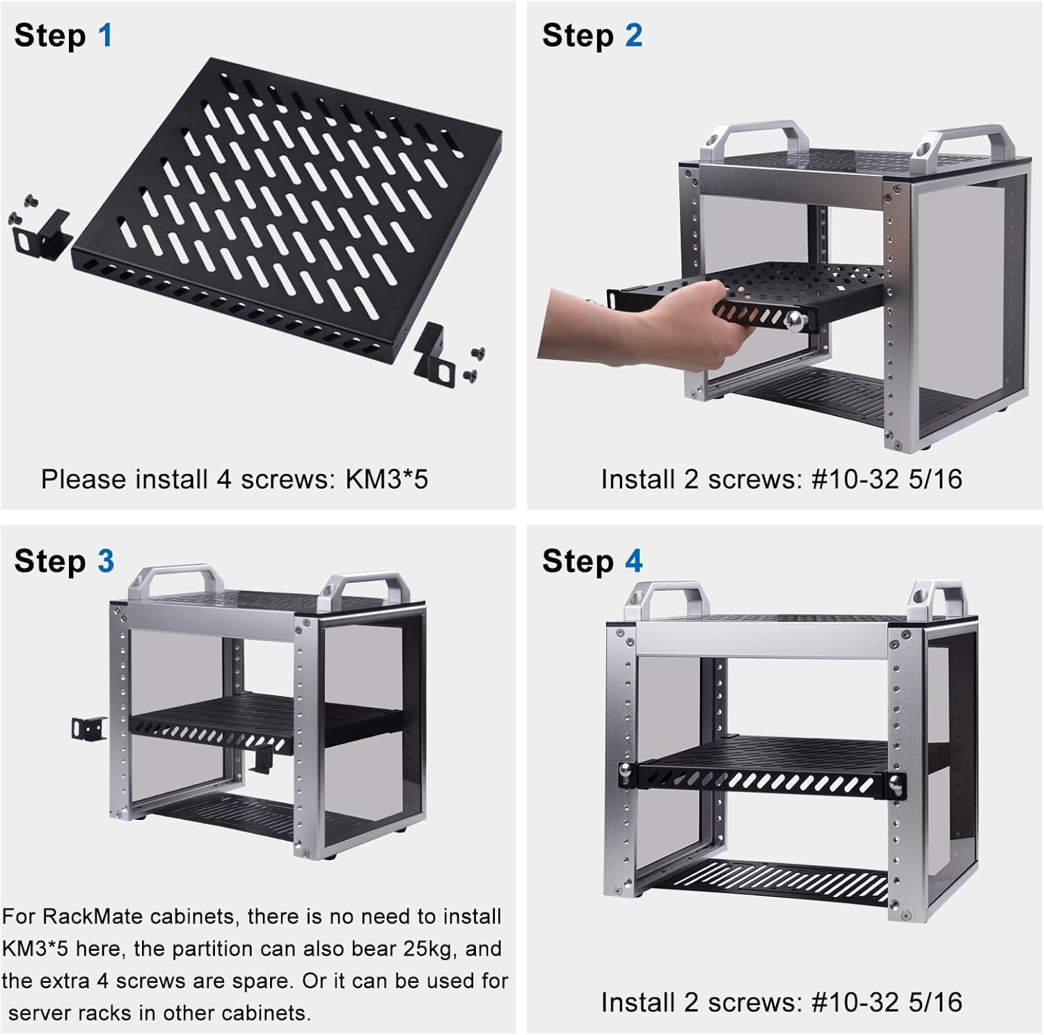 Geeekpi 0.5U Heavy Duty Server Rack for Deskpi Rackmate T1/T0 Server Rack and 10" Network Cabinet Server Rack, Perforated Design, 25Kg Load Capacity, Black image number 3