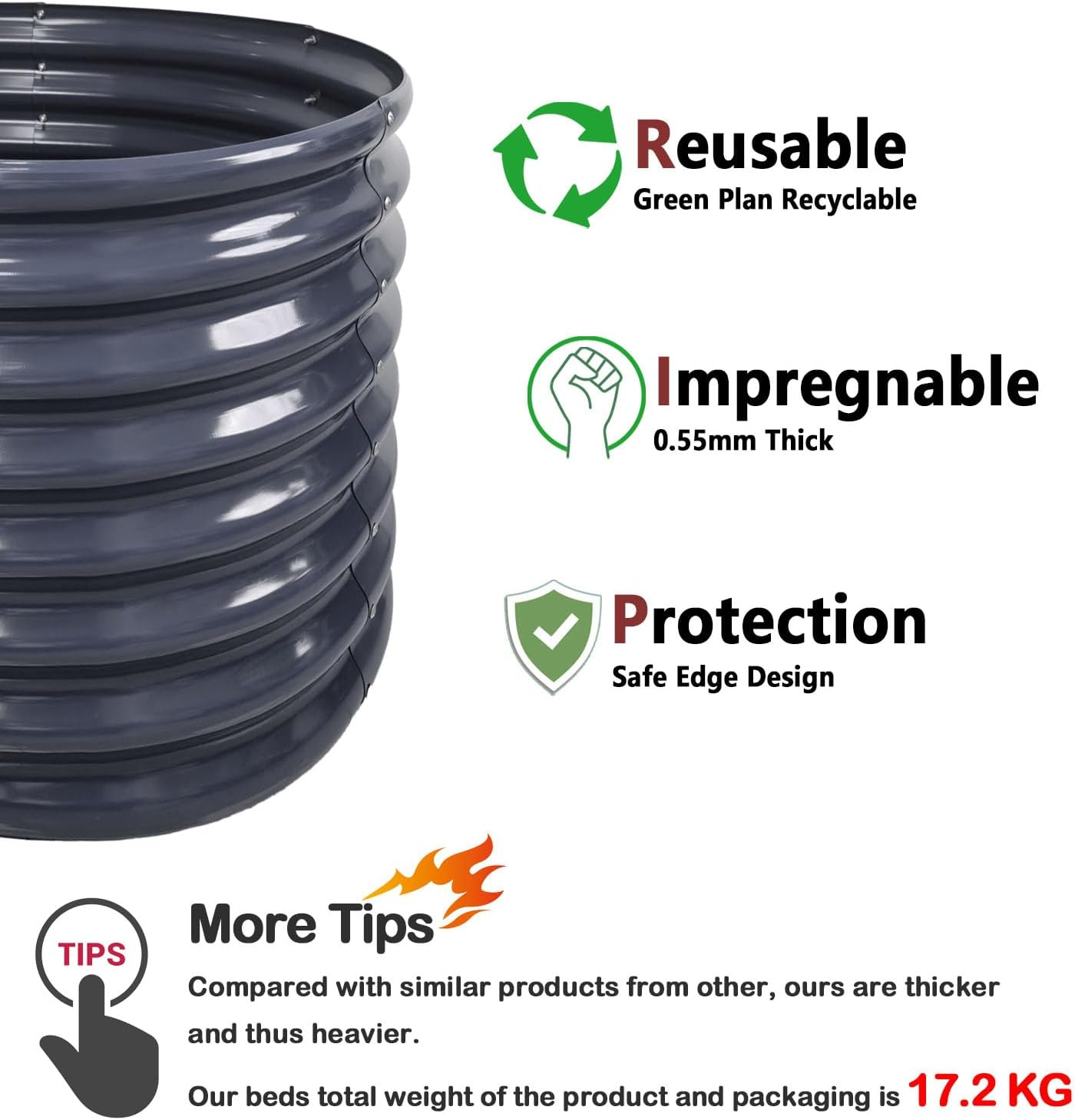 Raised Garden Bed 6X3X2 FT Galvanized Raised Garden Boxes Outdoor Galvanized Planter Box Garden Planter Plant for Vegetables Flowers Herb (Grey, 6&times;3&times;2 FT/180 * 90 * 60 CM) image number 1