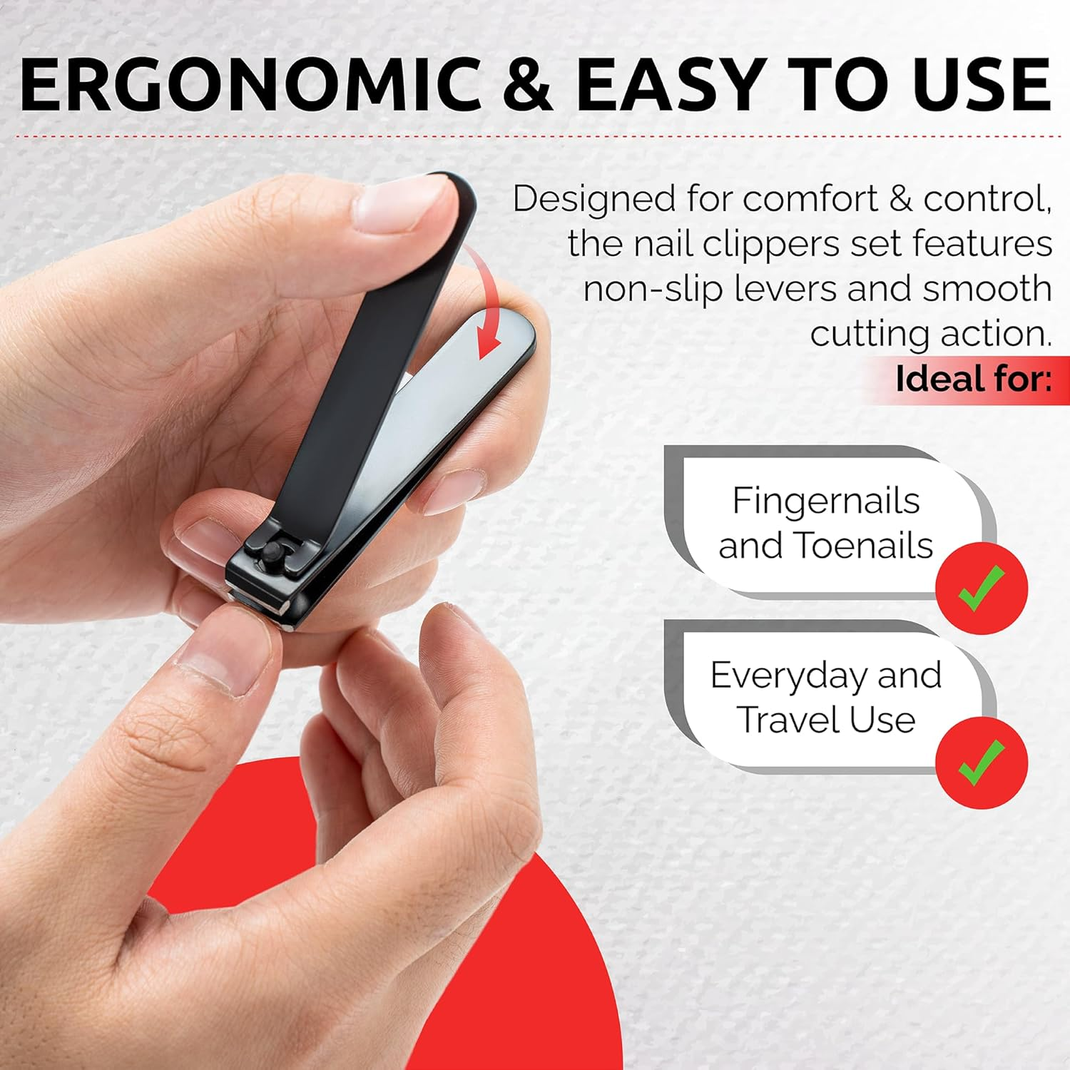 Nail Clippers for Men & Women &ndash; Ultra Sharp Stainless Steel Fingernail Clipper & Toenail Clippers with Curved & Straight Blades Toe Professional Nail Cutter Kit with Tin Case for Travel (Black)