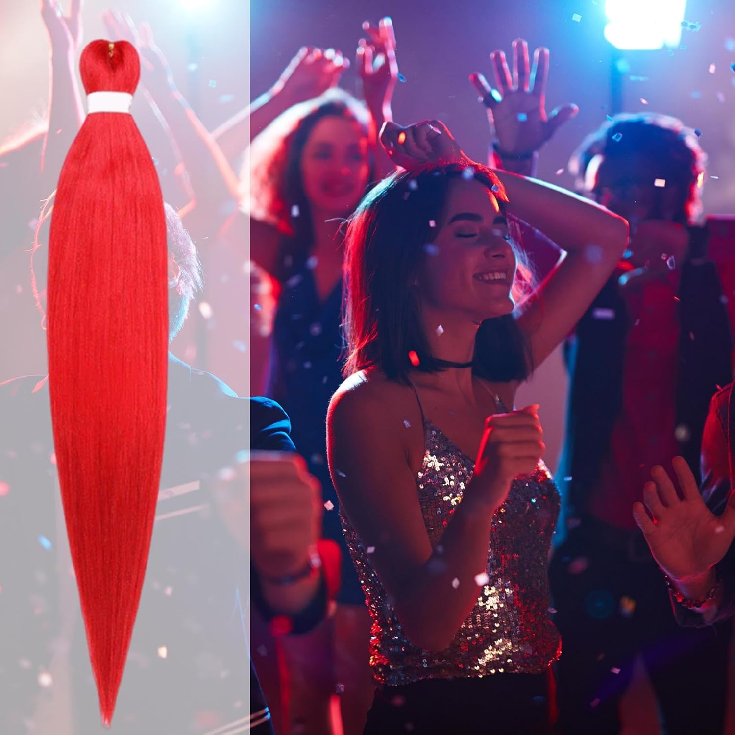 Red Braiding Hair,30 Inch 2PCS Red Hair Extensions for Braiding,Pre Stretched Braidings Hairs Anime Character Cosplay Wig 2025 Anime Cosplay Wig Hairs Braids Halloween Party Accessorie - Red image number 5