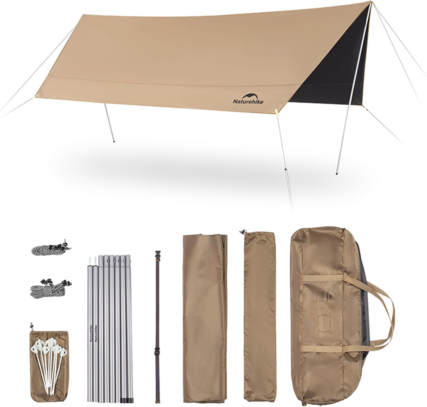 Windhike Naturehike 18000MM+ Waterproof Camping Tent Tarp, Outdoor Rain Shelter & Windproof Camping Canopy, UV Protection UPF2000+ Shelter for Camping, Hiking,Backpacking, Heat Blocking（S） image number 2