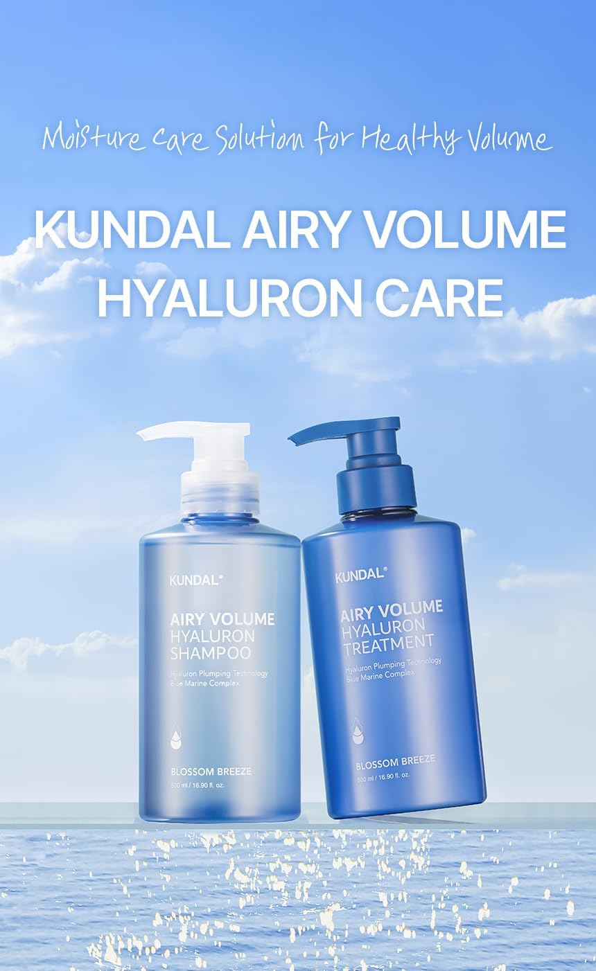 KUNDAL Hyaluronairy Volume Shampoo and Conditioner [Blossom Breeze] Set Korean Hair Care, K-Beauty, for All Hair Types, for Volume Hair Care, for Men and Women 500Ml (Pack of 2) image number 1
