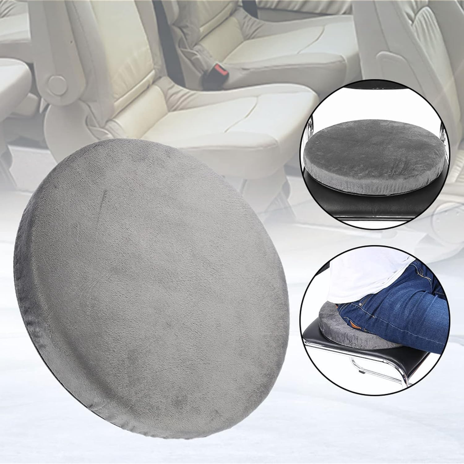 Joyzan Seat Cushion, Car Cushion Swivel round Dining Room Chair Cushions Cover Rotating Spinner Memory Pad Cusionshions Driver Auto Elder Mats Protection Pads Automobile Desk for Home Office Stool image number 3
