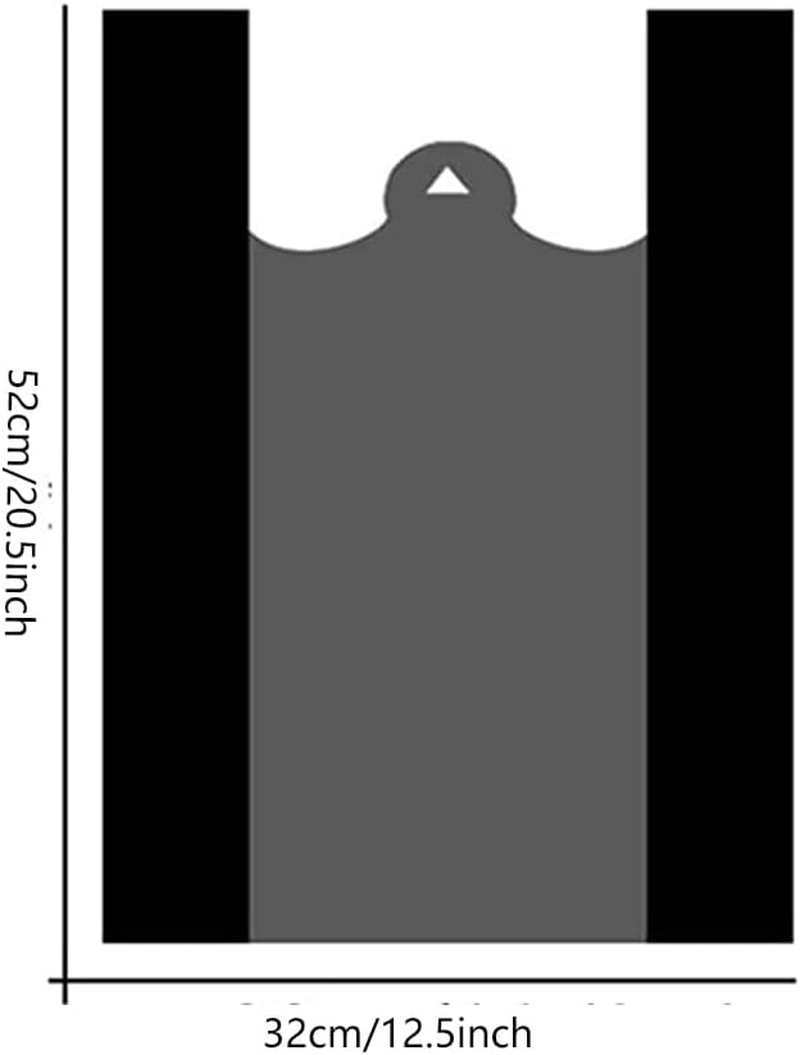 100 Pcs,12.5 * 20In Black Grocery Plastic Shopping Bags with Handles T Shirt Bags for Small Business Store Retail Restaurant, Black, 20.5 Inches X 12.5 Inches X 6 Inches image number 2