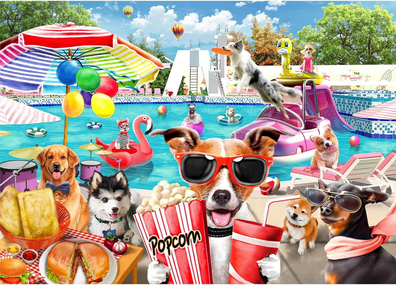 HUADADA Jigsaw Puzzles for Adults 1000 Pieces, Puzzles for Adults 1000 Piece, Challenging Game Toys, Impossible Puzzle, Family Decoration Puzzle - Dogs Water Park image number 6