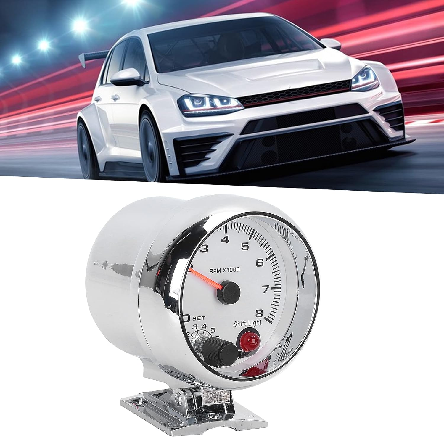 Tachometers Electrical Tachometer 3.75In 0‑8000 RPM 7 Color Background Lights for 4/6/8 Cylinder 12V Gasoline Powered Vehicles Tachometer Tachometer with Shift
