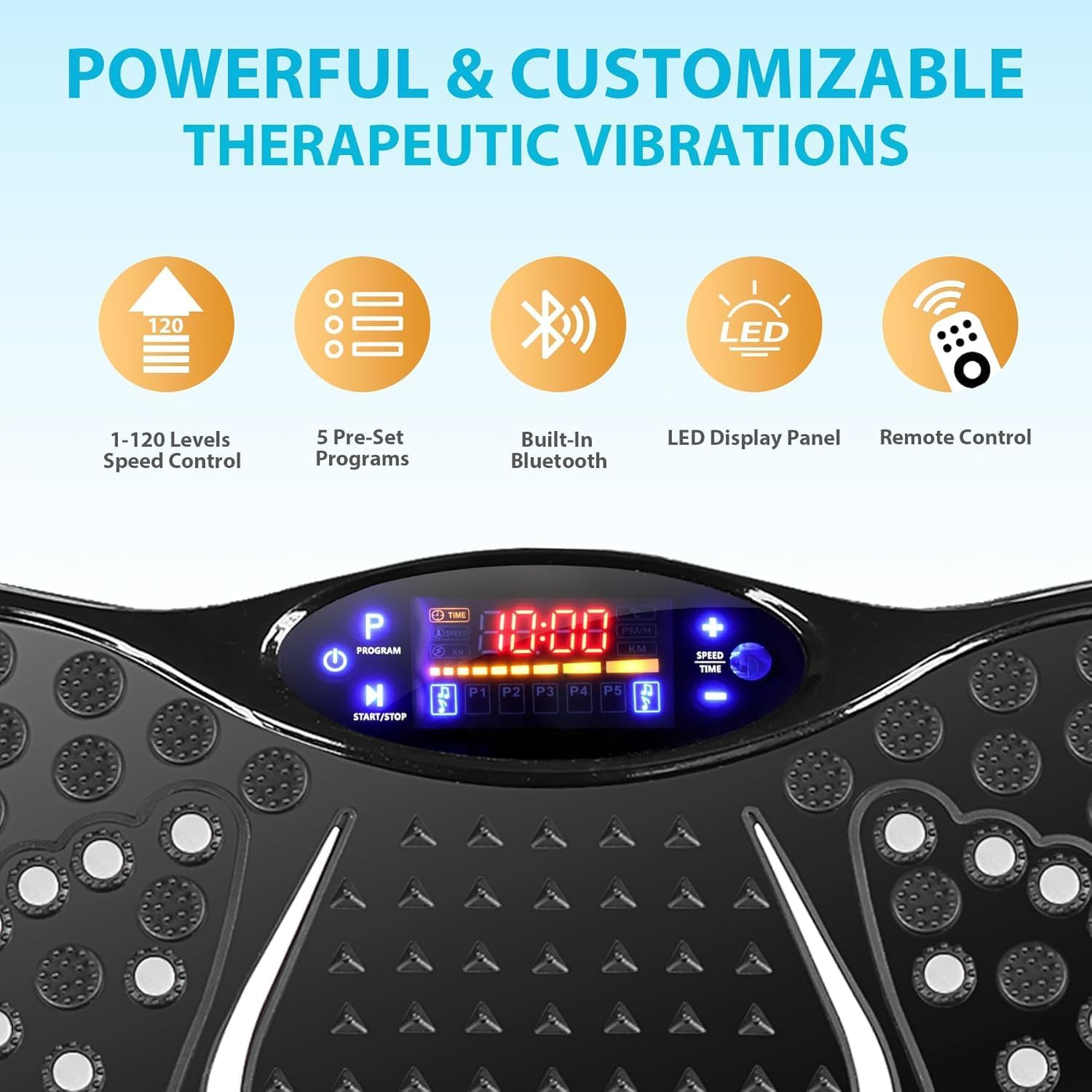 Vibration Plate Exercise Machine with Bluetooth Speaker, Vibration Plate Platform for Lymphatic Drainage, 120 Adjustable Speeds Power Vibrating Plate Helps Weight Loss, Shaping image number 1