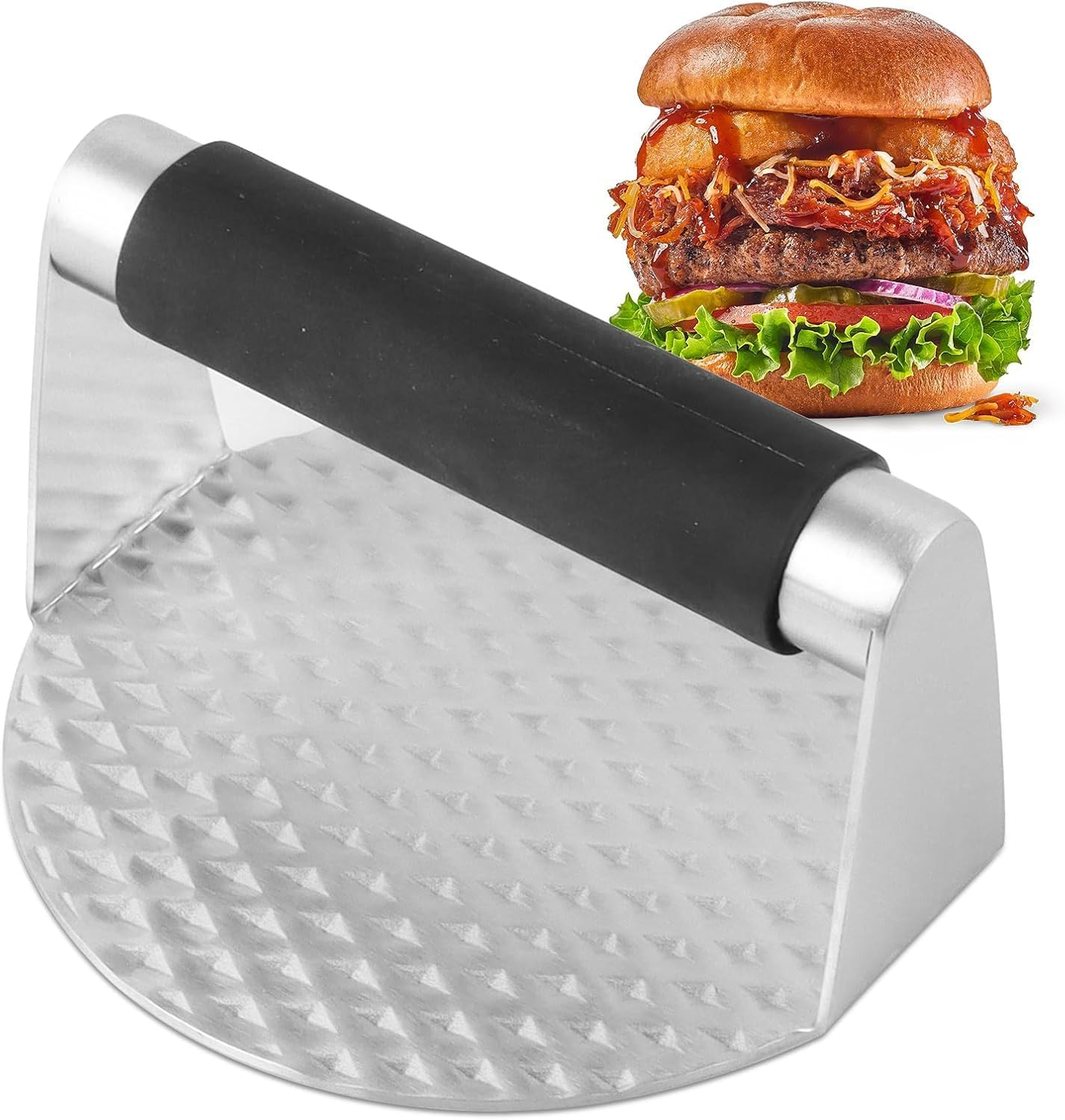 Burger Press 5.5" Round, Stainless Steel Burger Press Meat Steak, Professional Burger Smasher, Grill Press for Flat Top Griddle Grill Cooking, Juicy and Crispy Burgers for Bbqs (304 Stainless Steel) image number 1