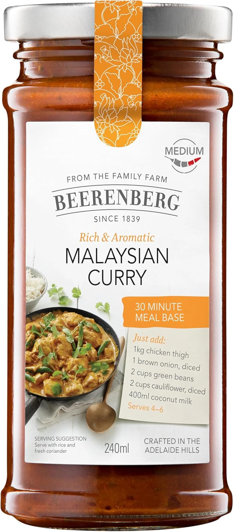 Beerenberg Malaysian Curry Meal Base, 240 Ml