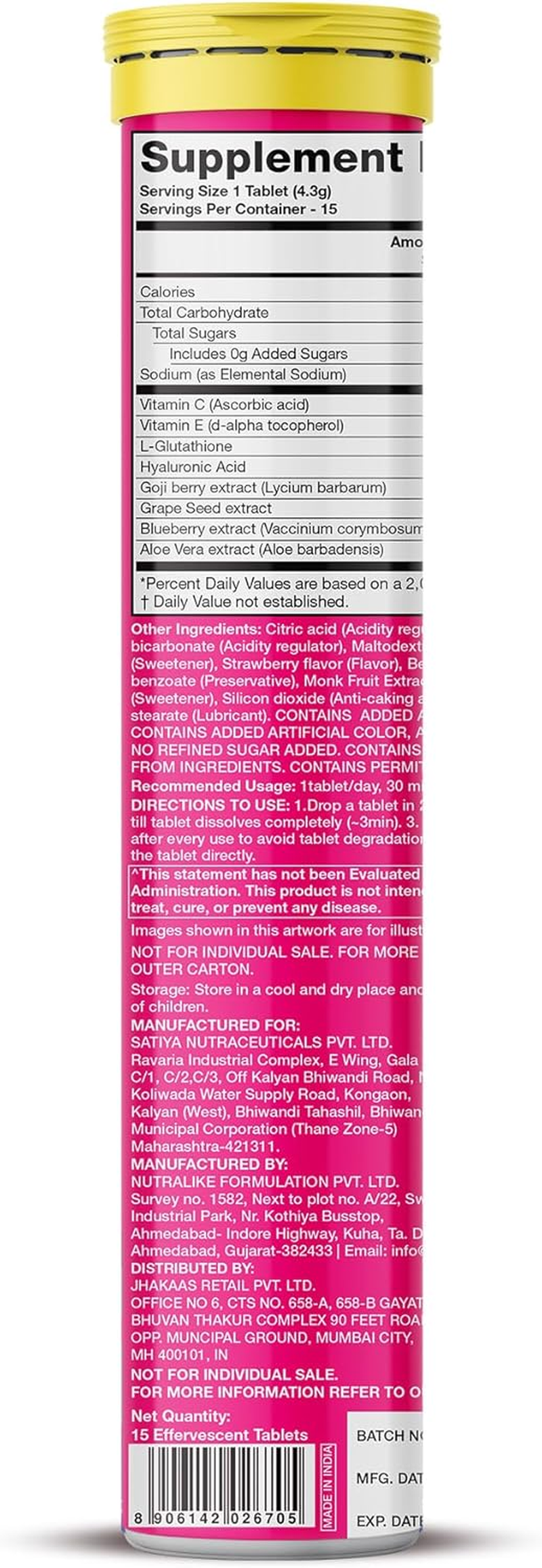 PLIX Glutathione Skin Glow 90 Effervescent Tablets 500Mg for Clear and Youthful Skin | Reduces Pigmentation, Fades Dark Spots, Hydrates Skin | Pack of 6, Strawberry Flavour image number 3