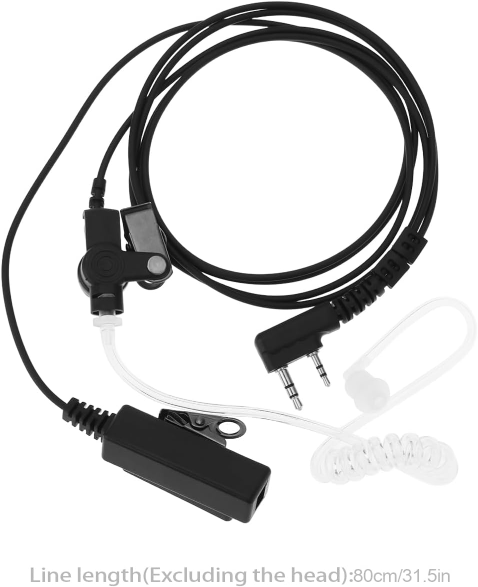Emsea 1Pc Walkie Talkie Earpiece 2Pin Covert Acoustic Tube Earpiece with PTT Mic Compatible with Kenwood TK-3501 TK-3201 Compatible with Baofeng UV-5R BF-888S 80Cm image number 5