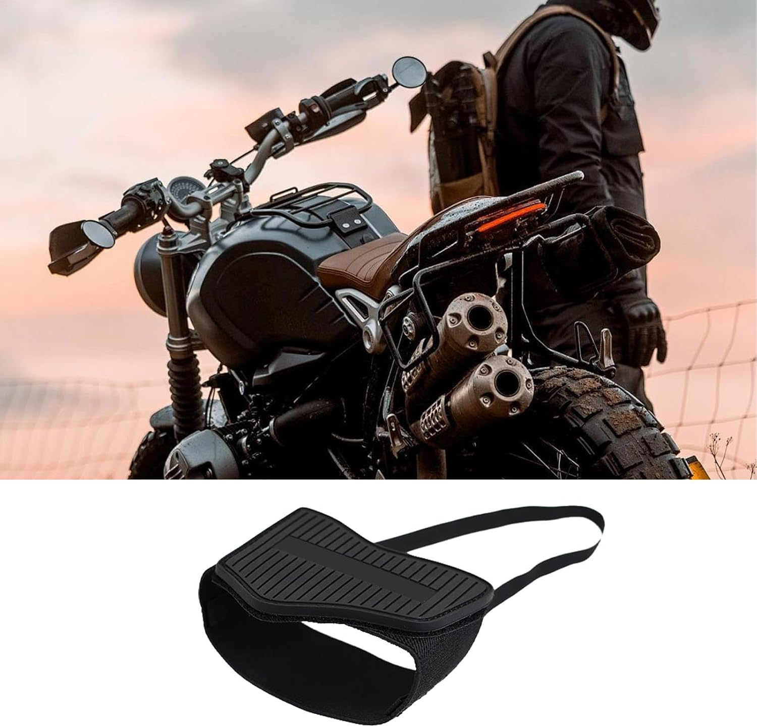 Motorbike Shoe Covers &ndash; Rubber Protection Pad, Gear Shifter Guard, Strong Wear-Resistant Build with Quick Strap Fastener | Motorcycle Riding Accessory for Men Women Outdoor Sports Adventures