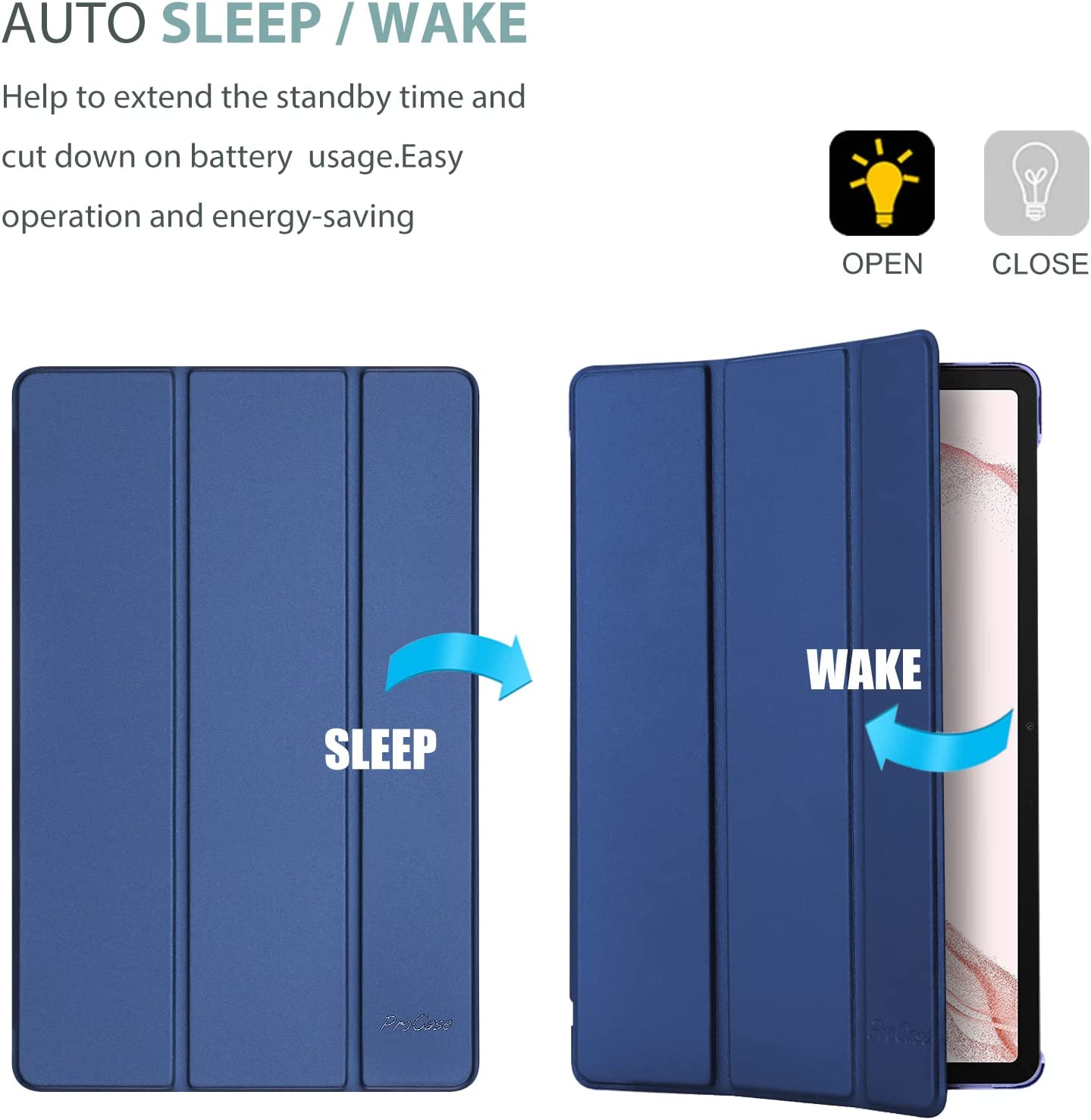 Procase Galaxy Tab S8 / Tab S7 11 Inch Case, Protective Slim Case Folio Hard Back Stand Smart Cover for 11" Galaxy Tab S8 2022 / Galaxy Tab S7 2020 SM-X700 X706 T870 T875 T878 &ndash;Navy image number 3