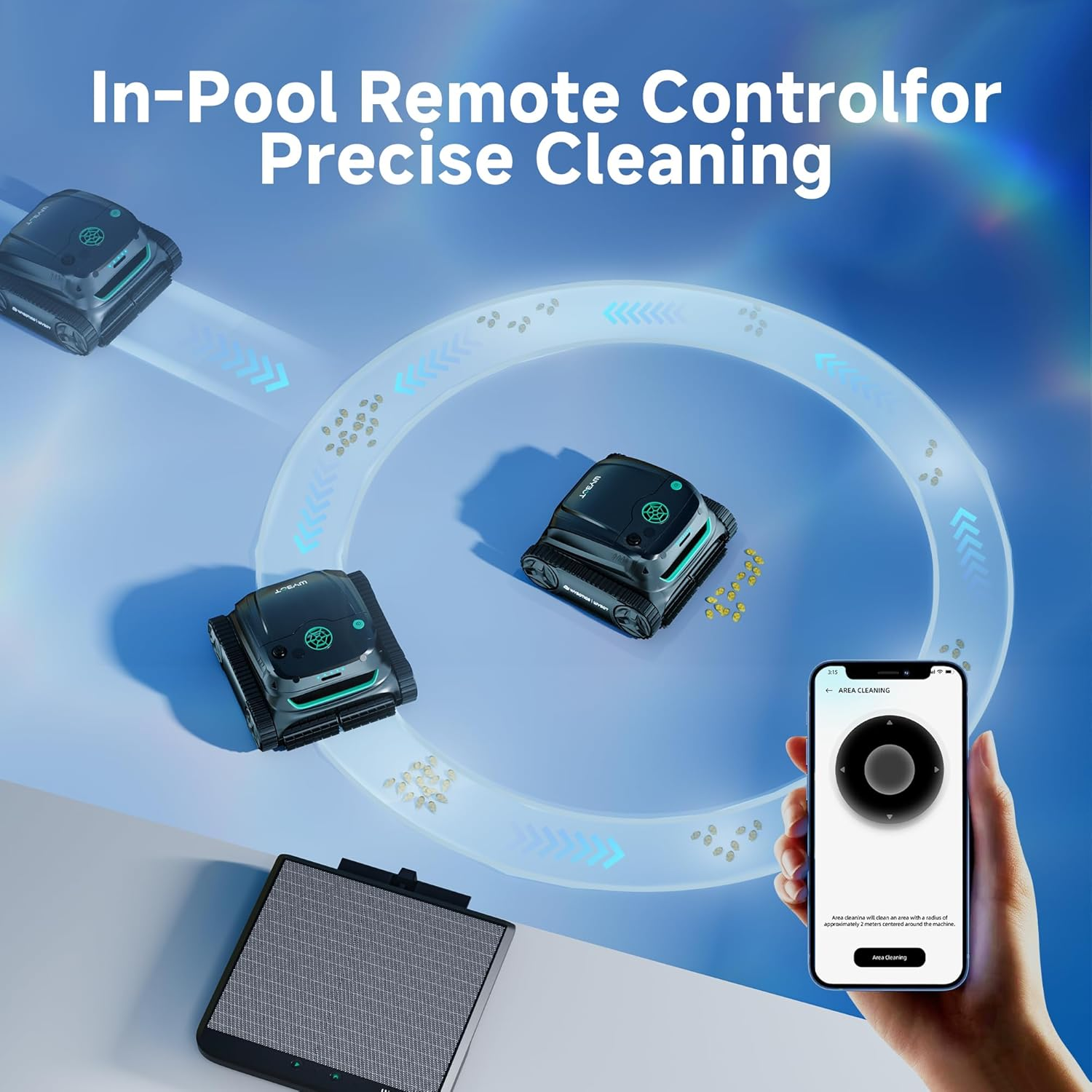 (2025 New) WYBOT S2 Solar Automatic Robotic Pool Vacuum Cleaner, Smart Auto Parking, Dual Charging Modes, 3D Adsorption System, Brushless Motor, App Control, for In-Ground Pools up to 3,229 Sq.Ft image number 3