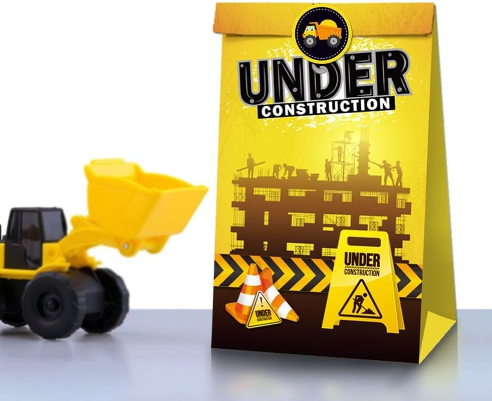 12X Construction Digger Excavator Vehicles Party Supplies Favour Box Birthday Party Decoration Treat Box Gift Box Gable Box Gift Bag Themed Favours Bag image number 4