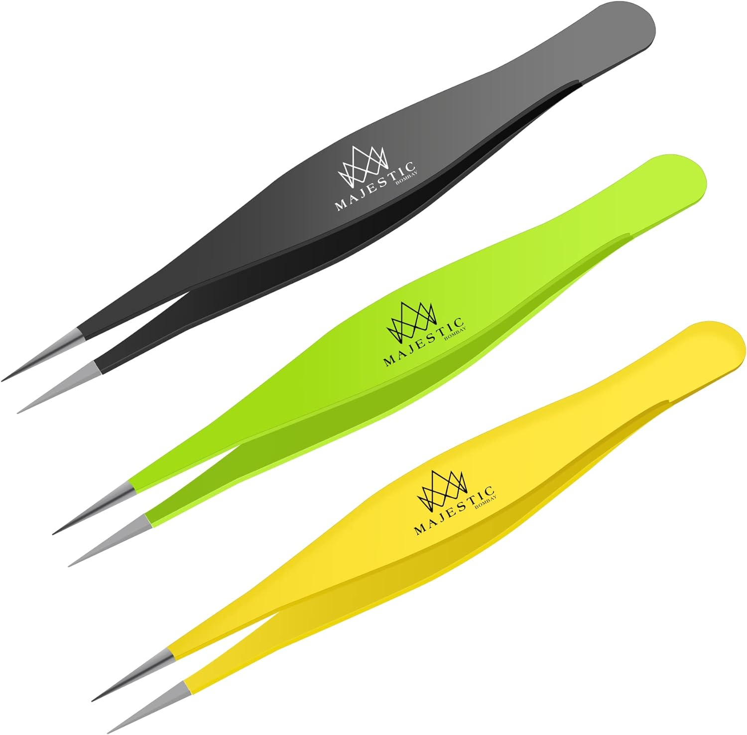 Majestic Bombay Slant Tweezers for Women and Men &ndash; Splinter Ticks, Facial, Eyebrows and Ingrown Hair Removal&ndash;Sharp, Needle Nose, Surgical Tweezers Precision Best Tweezers for Chin Hair and Plucking image number 1