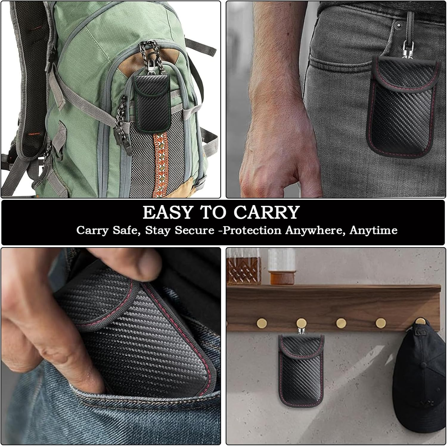 Faraday Pouch for Car Keys,Car Key RFID Signal Blocking Pouch with Keyring,Waterproof Faraday Bag Key Fob Protector,2 Pack image number 1