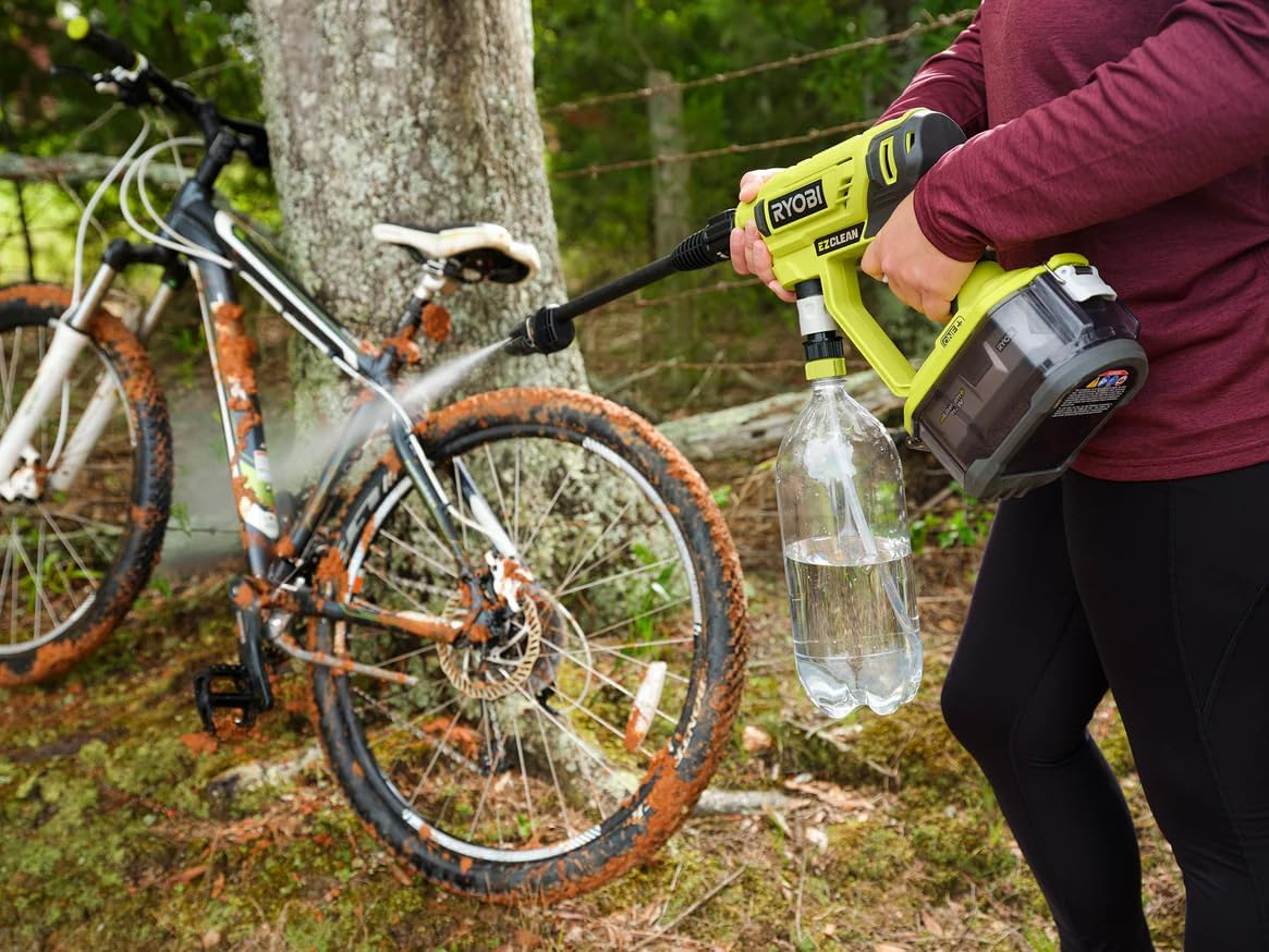 RYOBI RY18PW22A-0 18 V Battery Medium Pressure Cleaner - 3 in 1 Nozzle - Turbo Nozzle for Difficult Cleaning Applications - 15&deg; Fan Jet for General Cleaning - without Battery & Charger Hypergreen