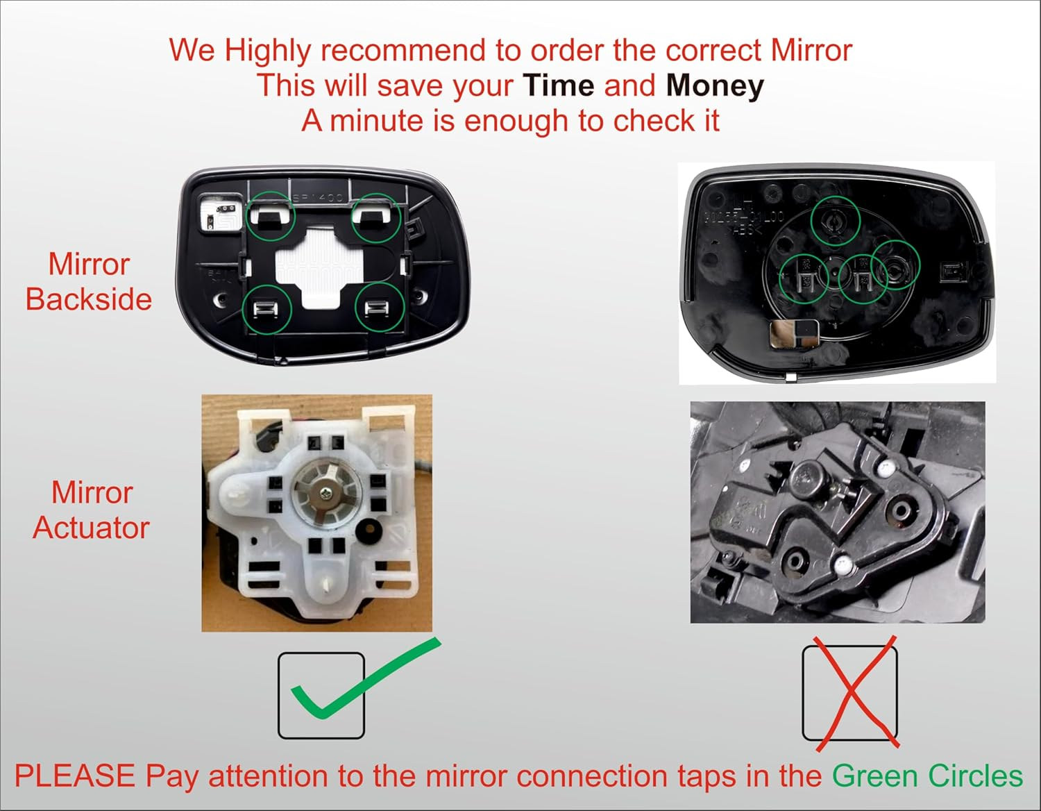 EAP Driver Side Mirror Glass Compatible with Toyota Corolla 2008-2013 (Japan Built), Heated, 8796112C60 8796112D80 image number 4