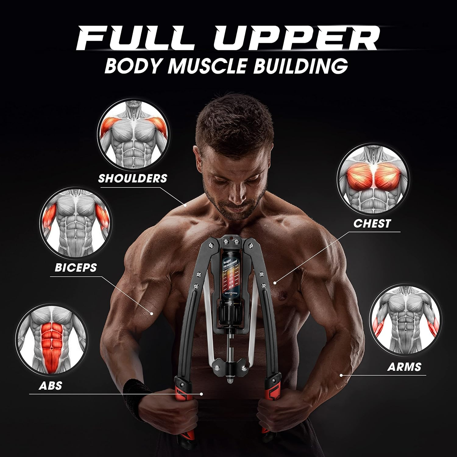 Yes4All Hydraulic Power Twister Bar 22-440 Lbs for Arm Exercise Equipment - Golden Ratio Triangle Structure, Adjustable Knot, Non-Slip PU Handles, Storage Lock image number 2