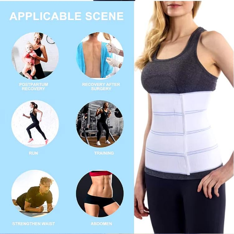 SUPEAK Abdominal Binder Post Surgery - Bariatric Stomach Band Wrap - Hernia Support Belt for Women and Men - Obesity Girdle Great for Liposuction, Tummy Tuck, Postpartum, C-Section, Hernia (3 Panels - 23Cm High, M) image number 1