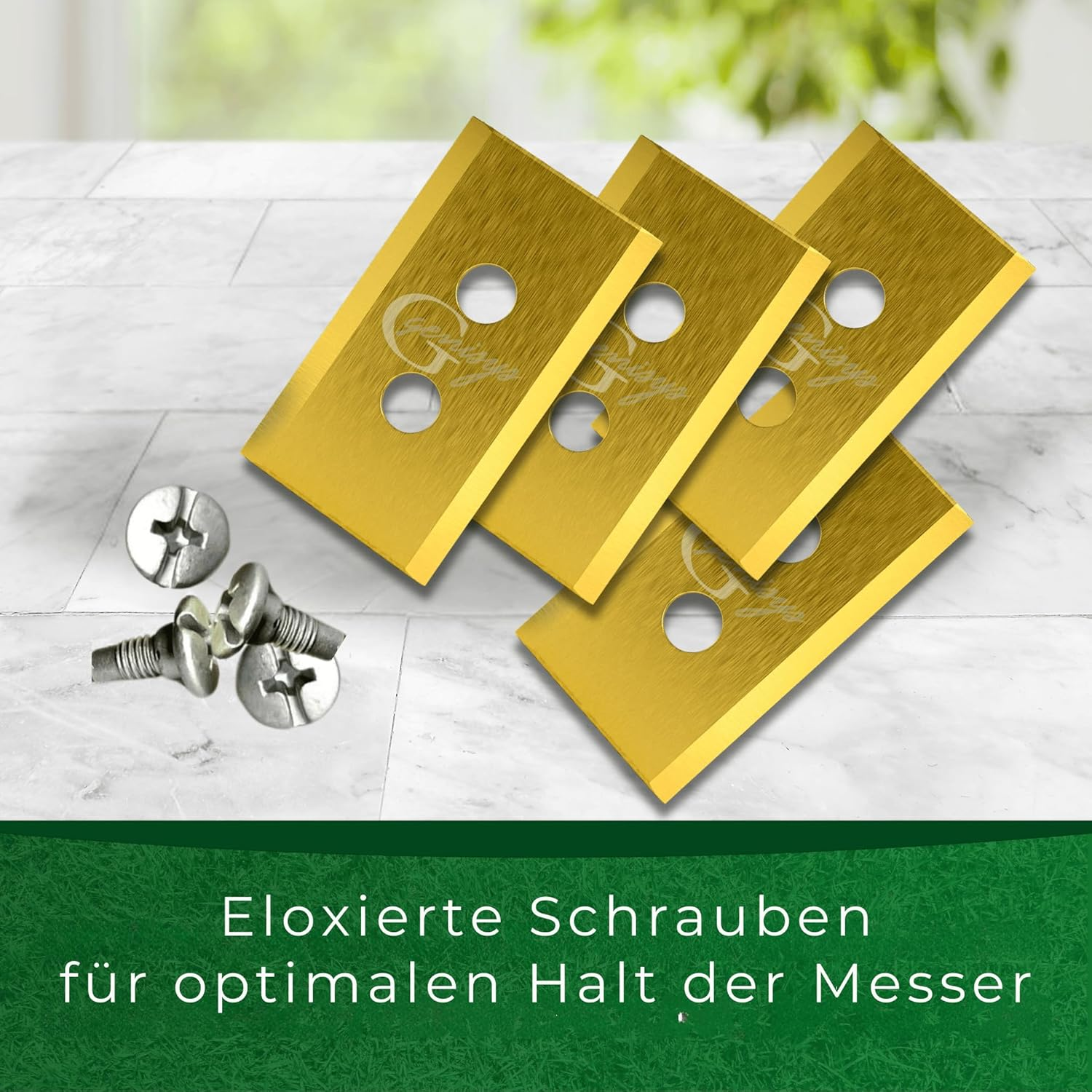 G Greengrass Tools Titanium Blade Compatible with Mammotion Luba and Compatible with Yuka Robotic Lawnmower Replacement Blades - Longlife - Double Hole - Shatterproof [DIN EN 50636 Tested], Piece: 24, image number 4