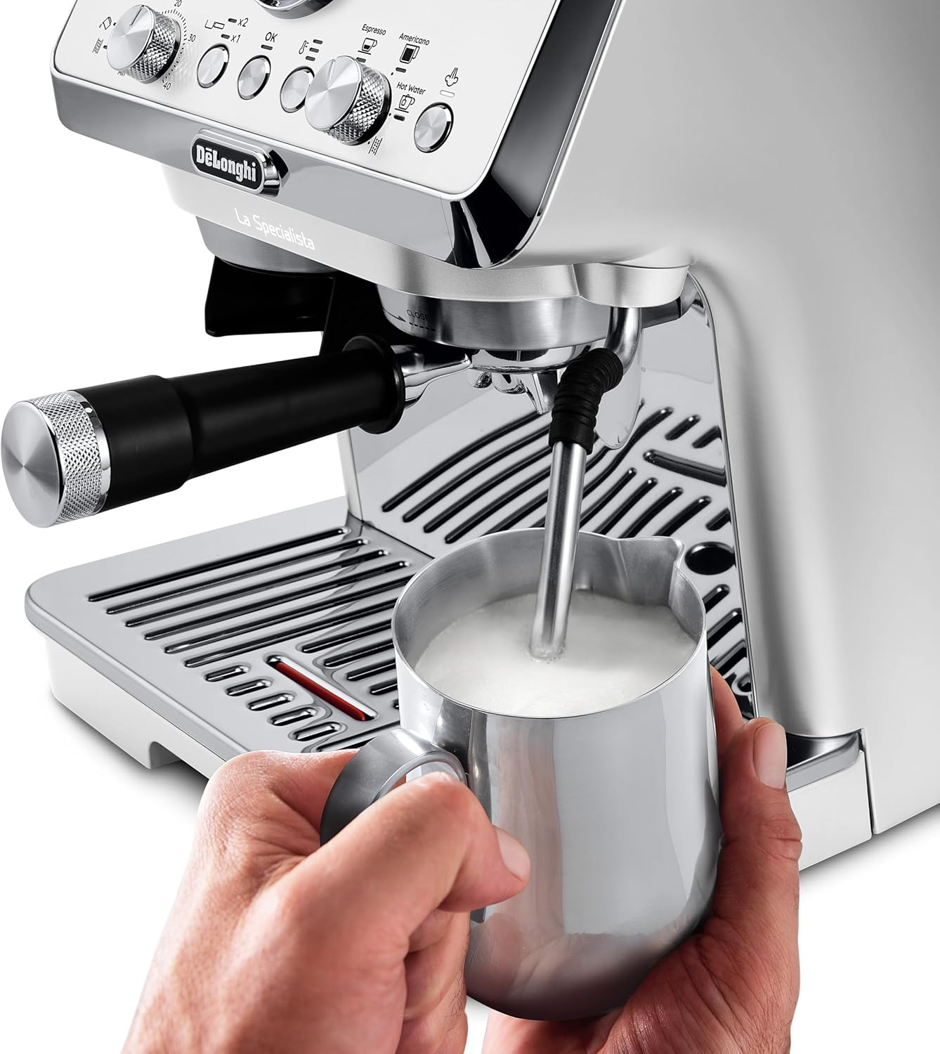 De'Longhi La Specialista Arte Evo EC9255.WI, Espresso Pump Coffee Machine with Cold Brew Function, with Professional Milk Frothing Nozzle, Sensor Grinding Technology, Includes Barista Kit, White image number 2