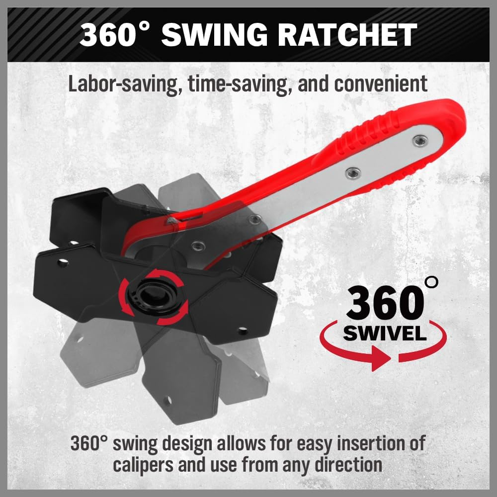 Universal Ratchet Brake Caliper Piston Wrench Tool Set - Heavy Duty, 360&deg; Swivel, Bi-Directional for 2 and 4 Piston Calipers - Ideal for Disc Brakes image number 5