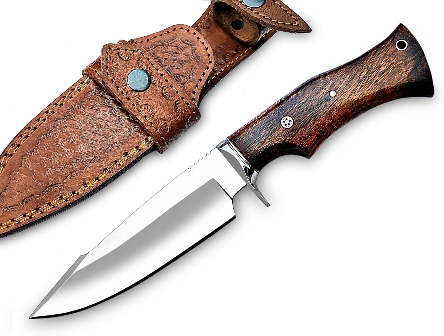 Handmade D2 Steel Fixed Blade Kitchen Knife &ndash; Full Tang Knives Rosewood Handle & Sheath Ideal EDC Knife for Skinning, Camping, Bushcrafting and Outdoor Activities Xmas Gift. image number 6