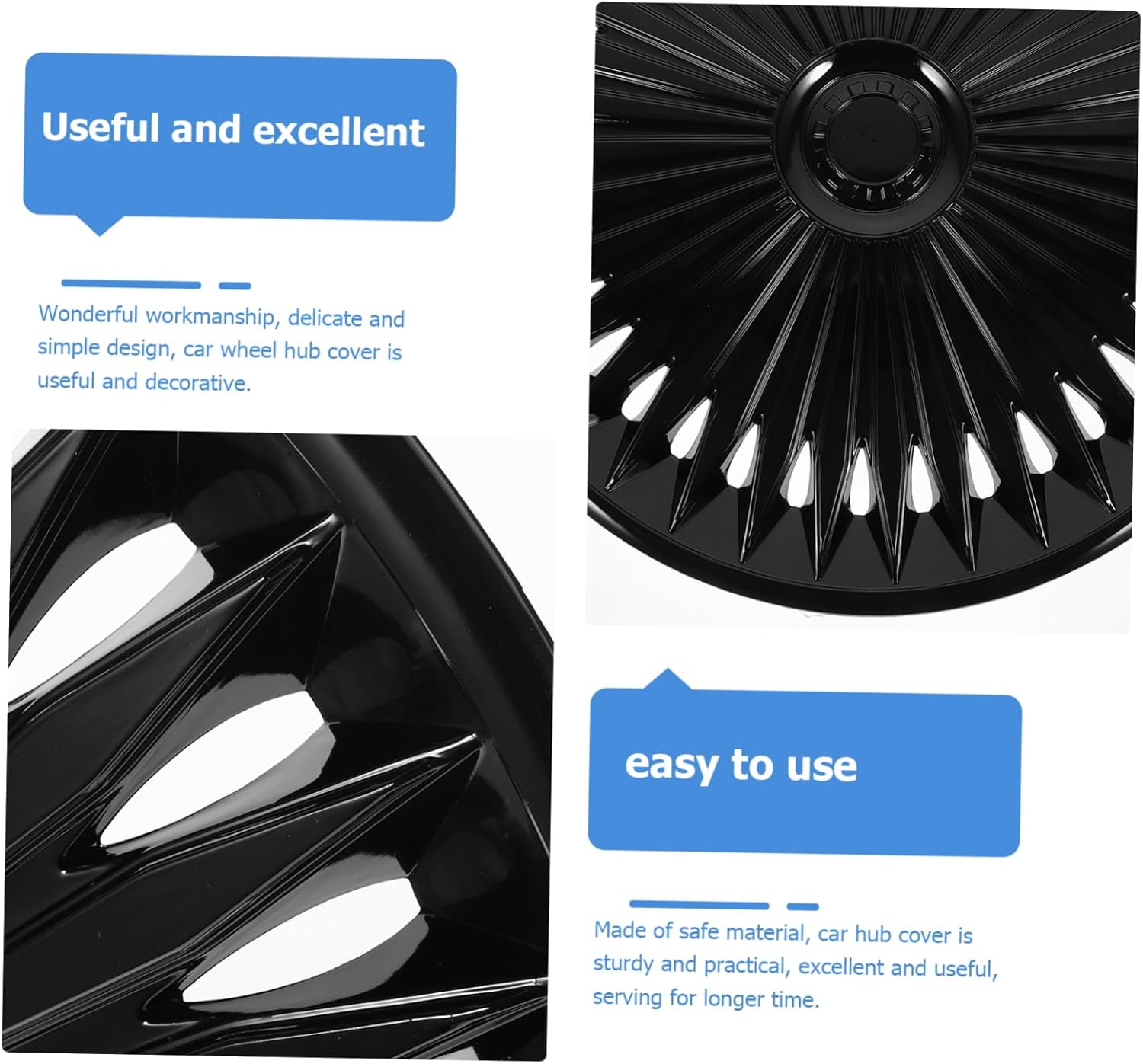 BELLIFFY 15-Inch Black Universal Automotive Wheel Cover Decorative for Cars Stylish Wheel Protection Compatible Most Vehicles image number 2