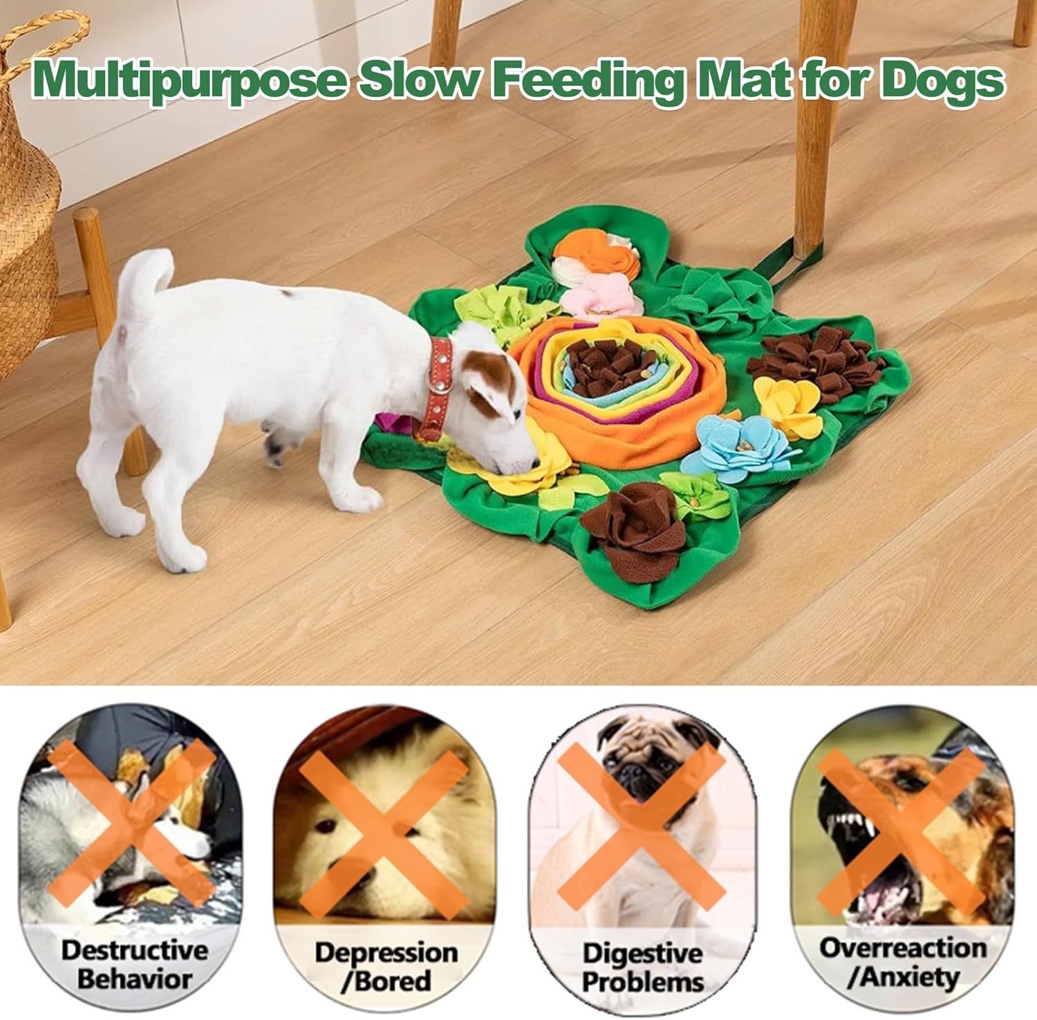 Adpartner Snuffle Mat for Dogs, Interactive Dog Foraging Mat Slow Feeding Pad for Encourages Natural Foraging Skills, 20"X20" Pet Feed Game Puzzle Toys for Small Medium Dogs image number 3