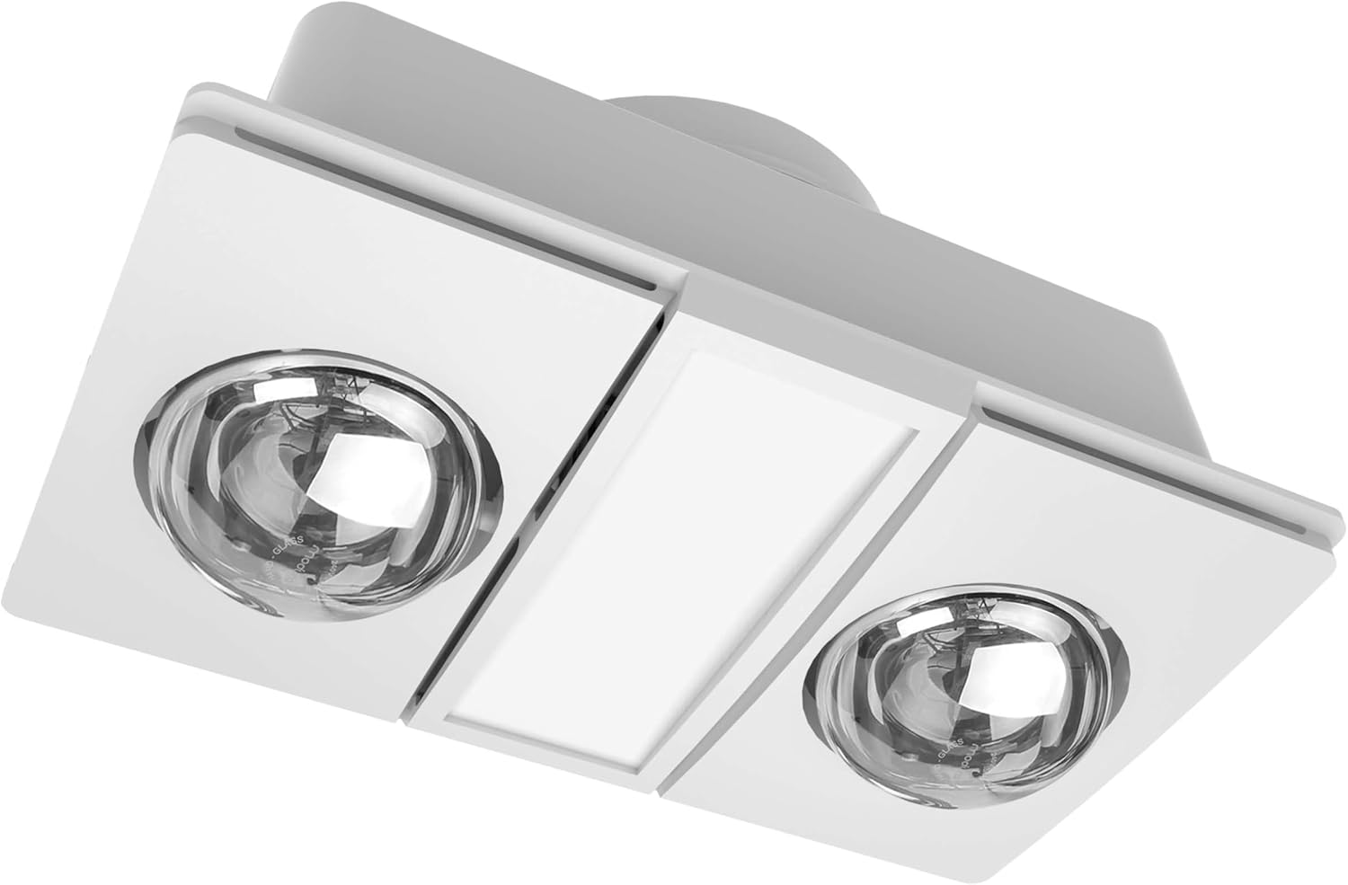 Modura Alllux2 Bathroom 3-In-1 Heater Fan Exhaust 16W Tricolour LED Panel 2X275W Infrared Instant Heat (White) - White image number 3