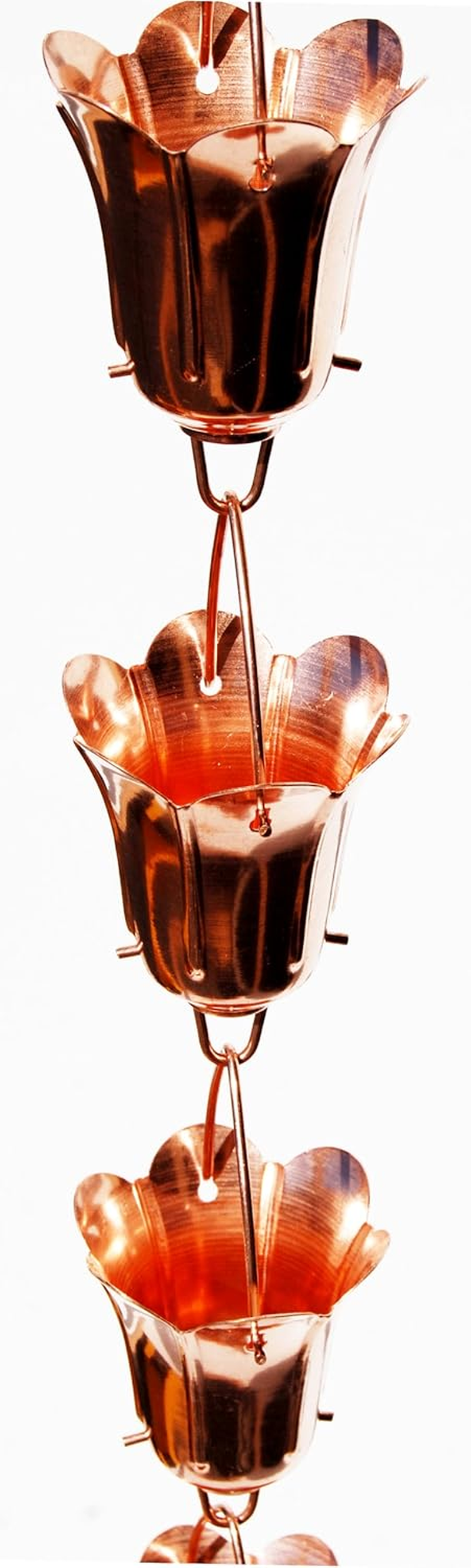 Stanwood Rain Chain Tulip Flower Blossom Copper Rain Chain 8-Feet
