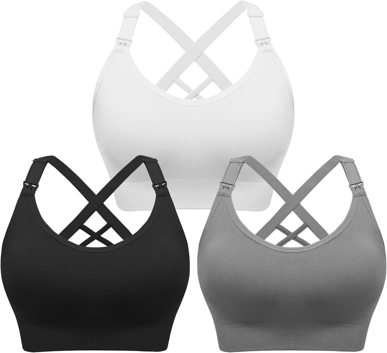 Angelhood Nursing Bras for Breastfeeding, Seamless Nursing Sports Bra Low-Impact Support Yoga Maternity Bras for Pregnancy image number 1