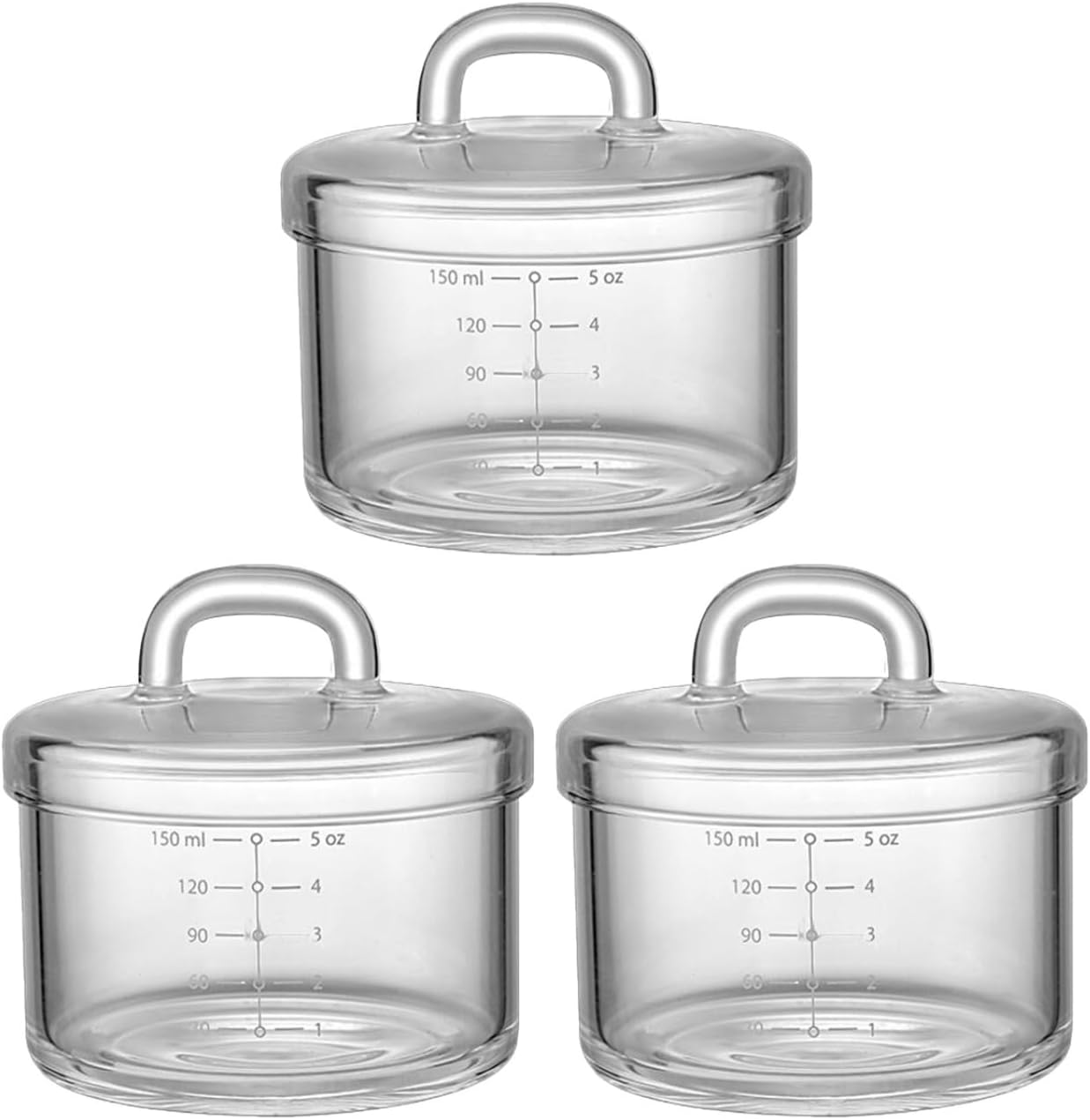 Housoutil 3PCS Glass Stovetop Pot with Lid, Glass Small Saucepan, Clear Steaming Bowl Safe for Pasta Noodle, Milk, Baby Food