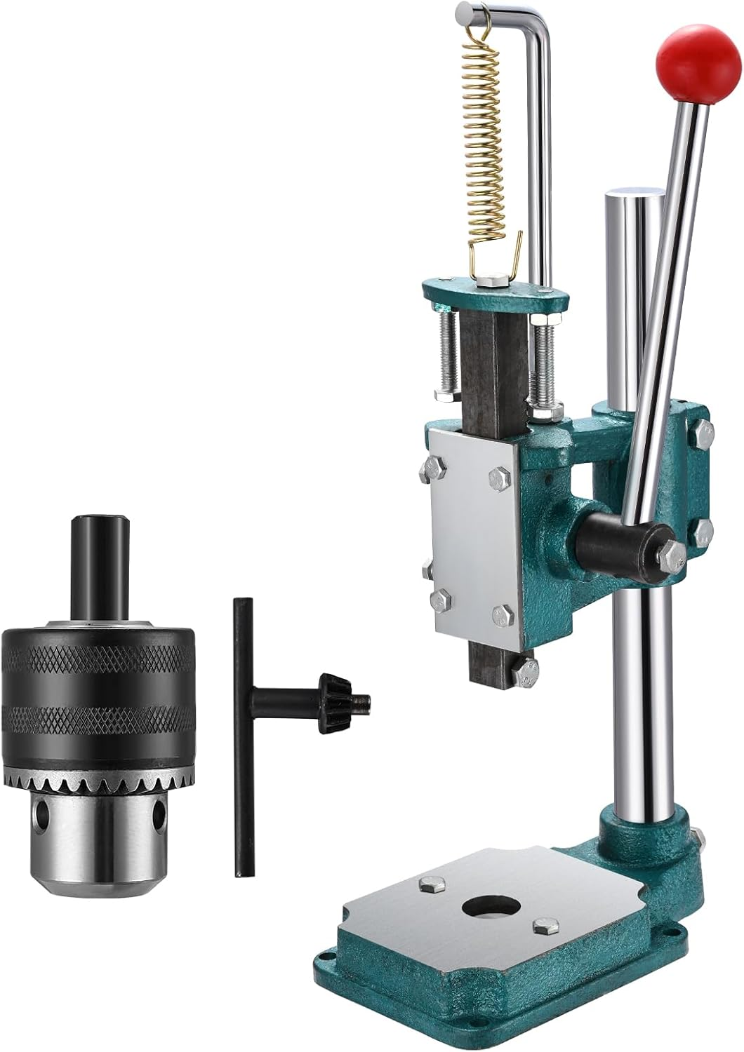 Soiiw Leather Hole Puncher Hand Punching Machine Heavy Duty Manual Press Puncher Punch Tools for DIY Leather Craft Punching Holes with 1.5-13Mm Clamping Chuck