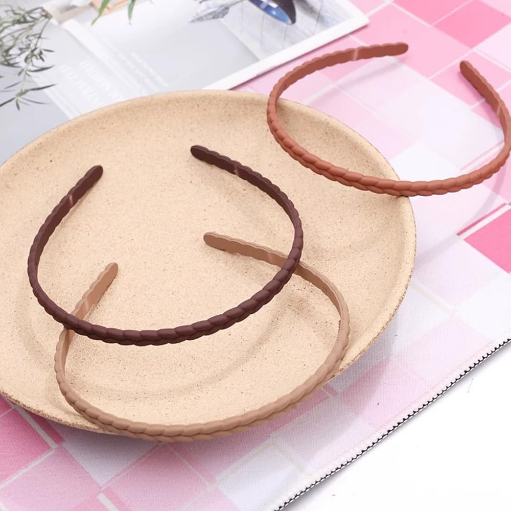 Visxcnu Pack of 6 Thin Hair Bands, Plastic Headbands, Multicoloured Headbands, Plastic for Girls and Women image number 5