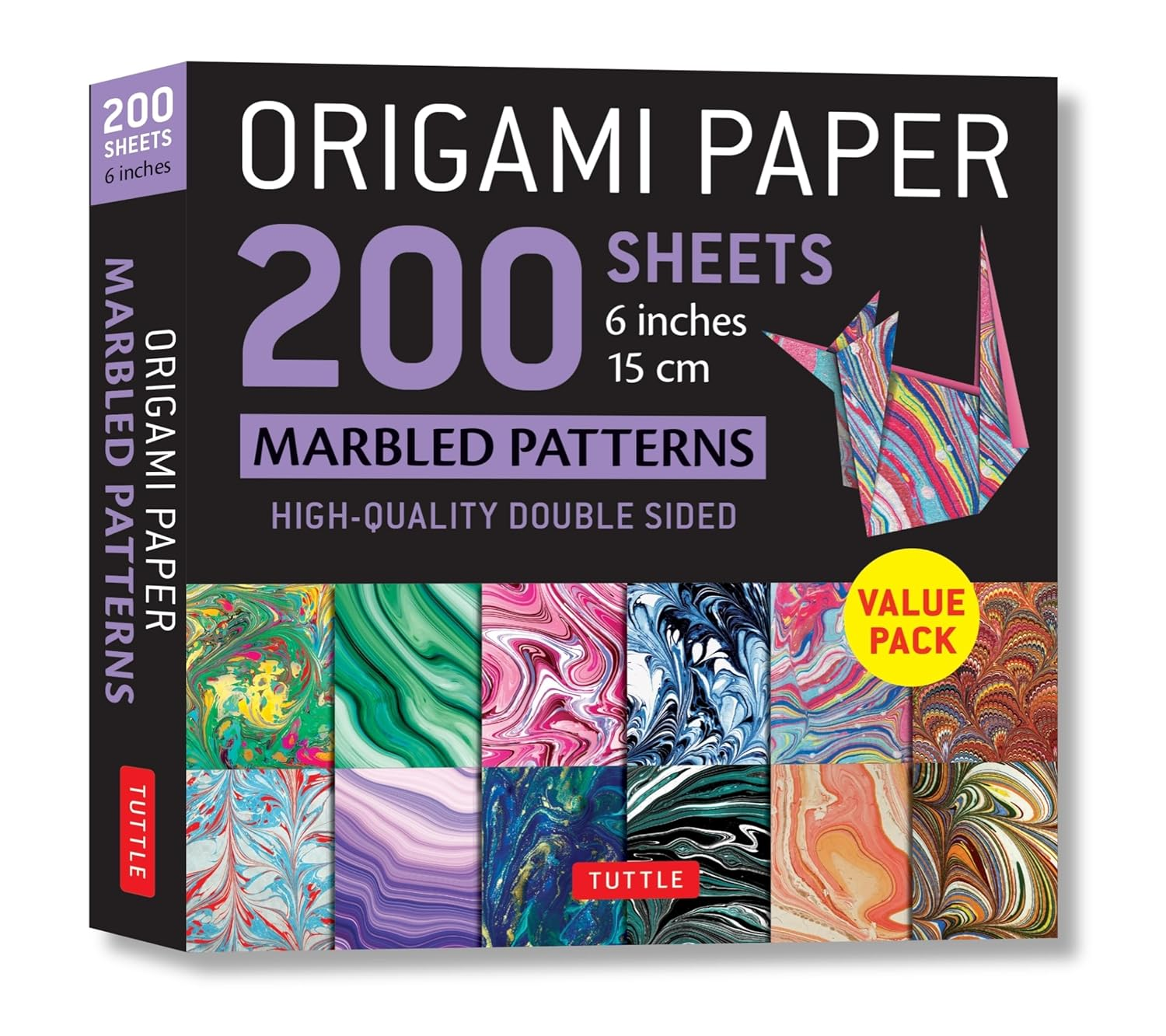 Origami Paper 200 Sheets Marbled Patterns 6" (15 Cm): Tuttle Origami Paper: High-Quality Double Sided Origami Sheets Printed with 12 Different Patterns (Instructions for 6 Projects Included) image number 3