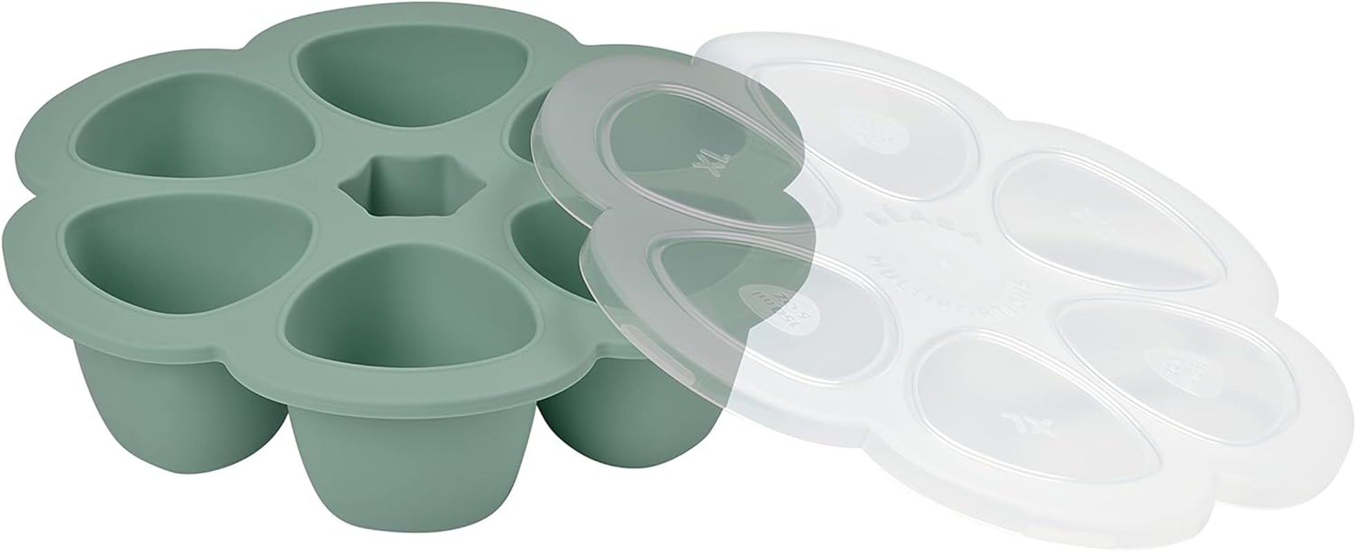 BEABA Multi-Portion Premium Grade Silicone, Extreme Thermal Resistance, Oven and Microwave, 6 Independent Cells, Airtight Lid, Made in Italy, 6 X 150 Ml, Sage Green image number 4