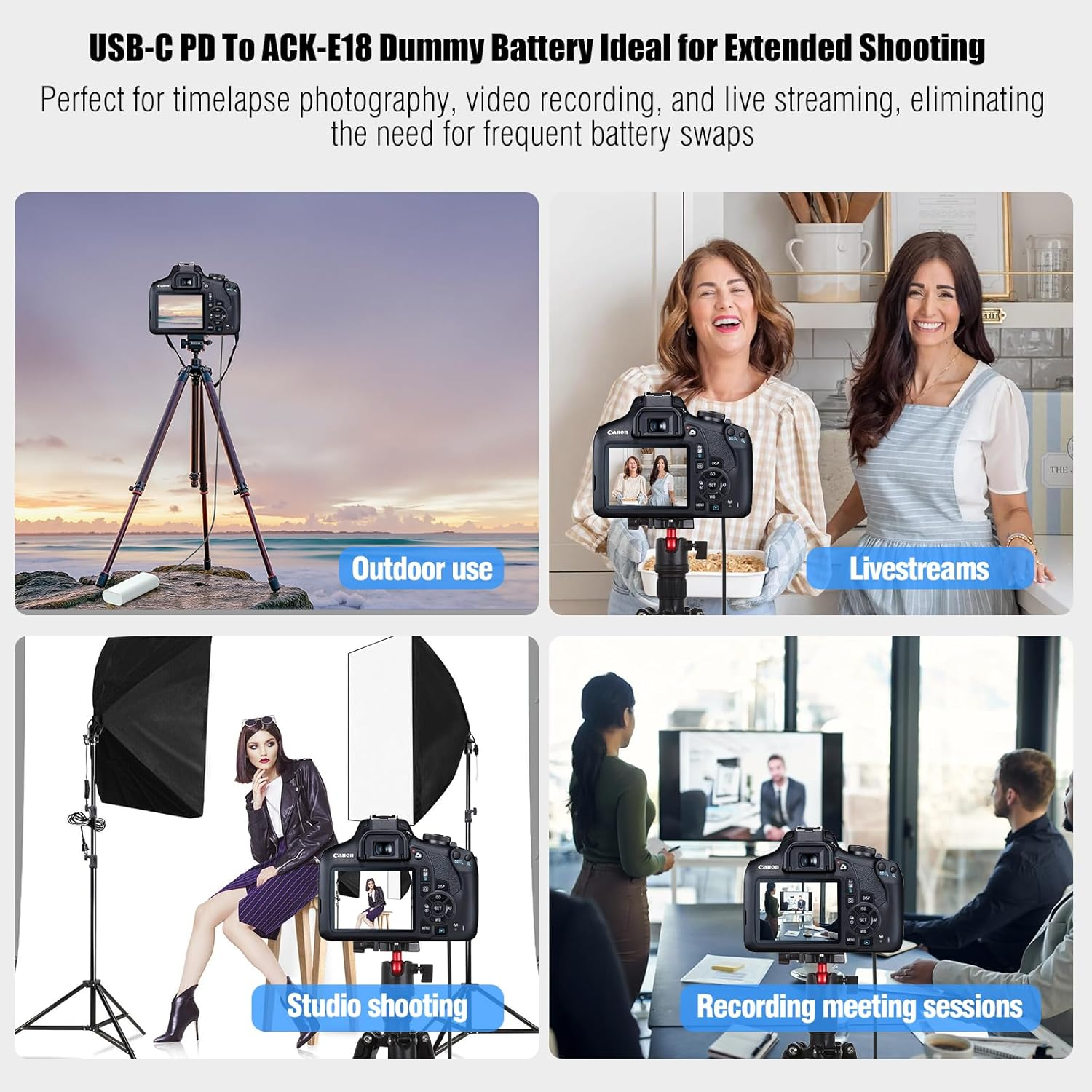 F1TP USB C Power Supply Adapter Dummy Battery Cioled Cable（Replace Battery） for Canon Cameras (Type C LP-E17 DR-E18 Dummy Battery)