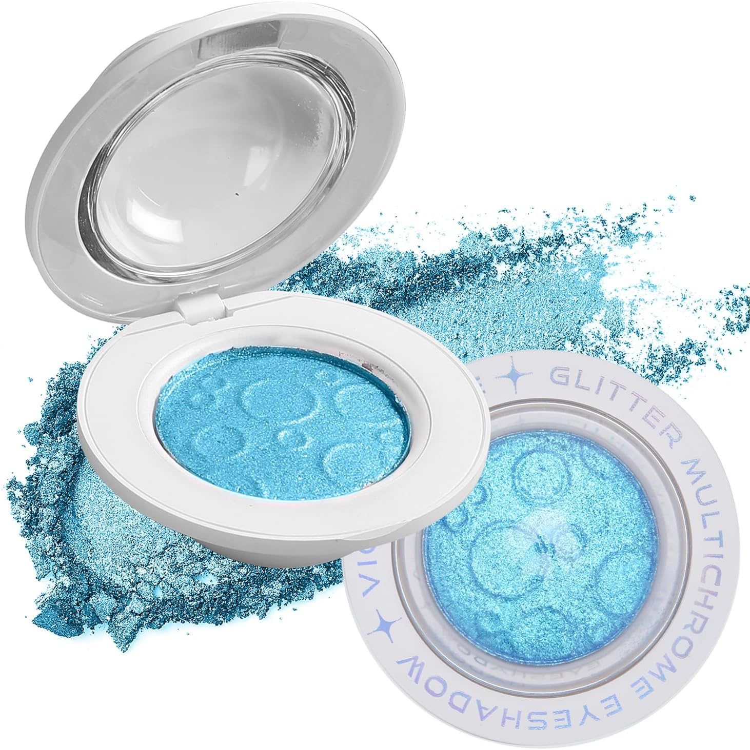 VIOLA HOSUE Eyeshadow Glitter,Strong Flashing Colors,Highlighter Powder,Eye Shadow,Hair Body Glitter Bomb,Female Makeup (Silvery)