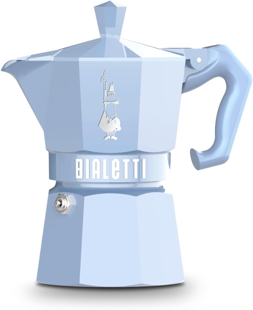 Bialetti Mocha Exclusive Sky Blue 3 Cup Open Fire (Coffee Maker, Espresso Maker, Makinetta)