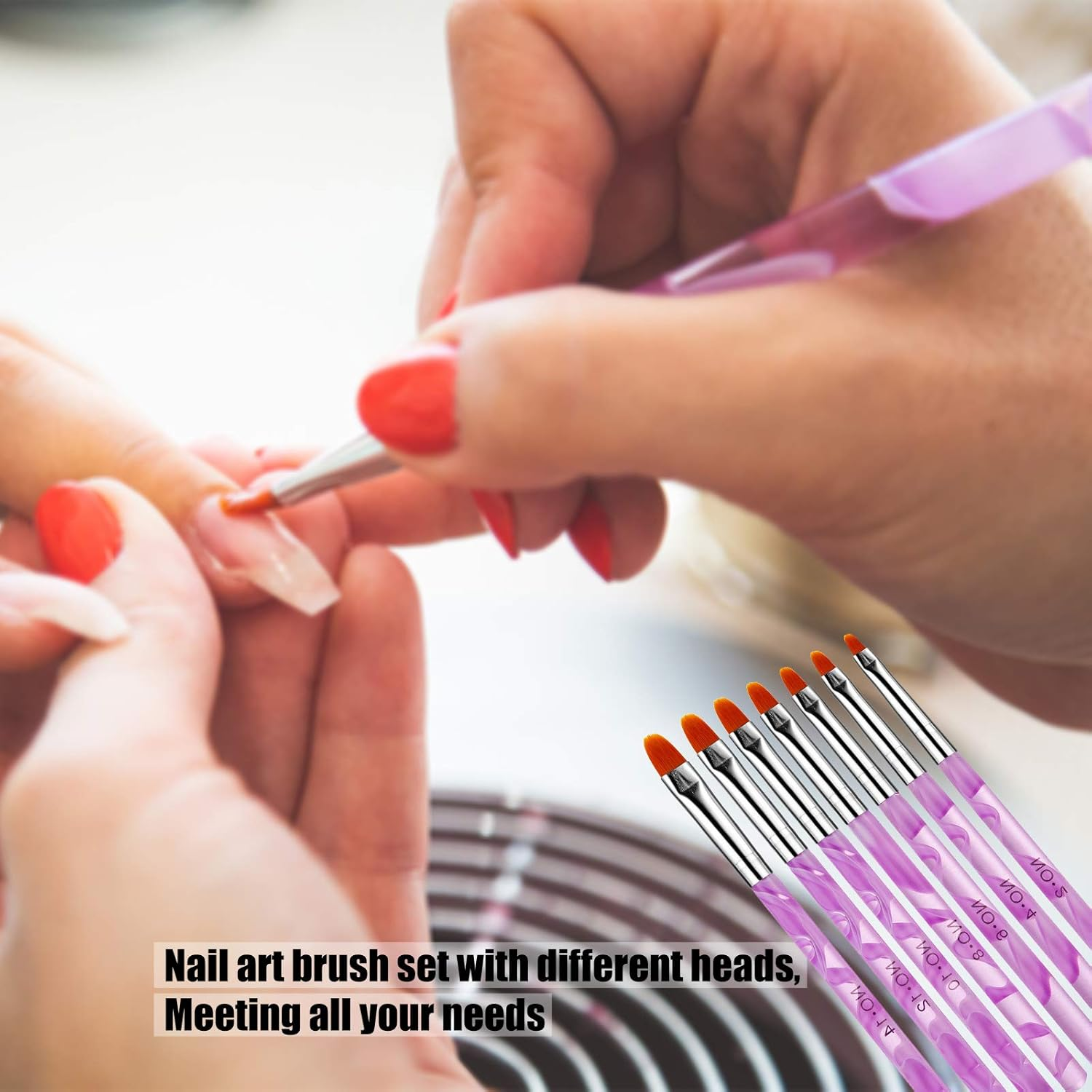 Hanyousheng Set of 7 UV Gel Brushes for Nails, UV Gel, Acrylic, Nail Brush, Nail Gel Brush, Brush Set for Nail Art image number 4