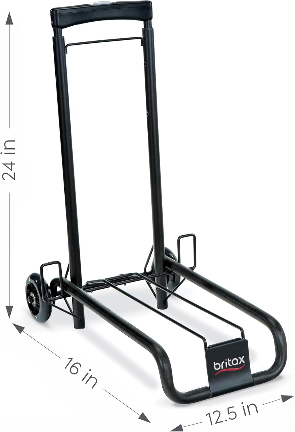 Britax Car Seat Travel Cart | Adjustable Handle + Compact Fold + Fits in Airplane Overhead Bin, Black, 42X13.5X5.5 Inch (Pack of 1) image number 1