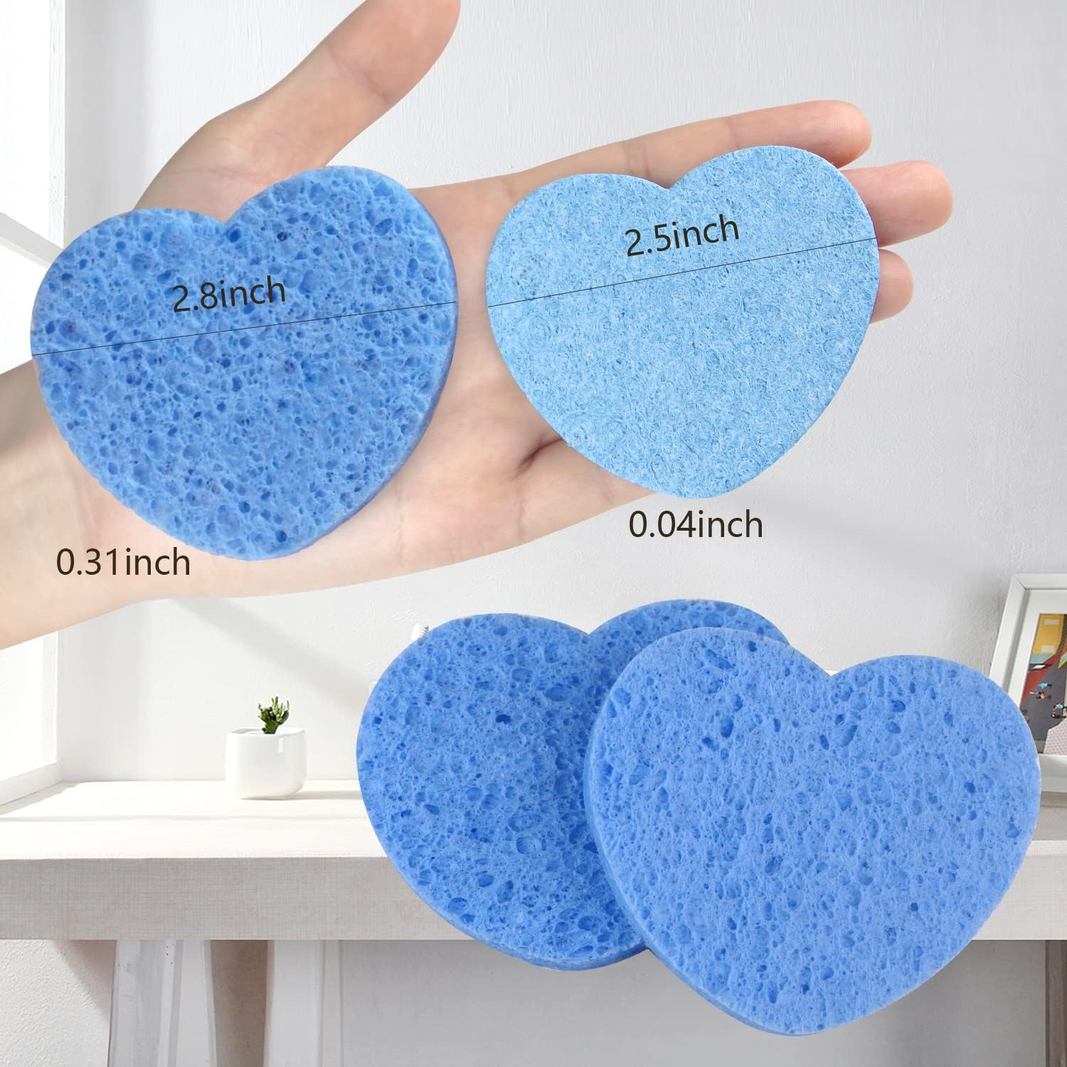 50-Count Facial Sponges Compressed, 100% Natural Cellulose Face Sponge Professional Cosmetic Spa Sponges for Face Cleansing, Exfoliating Mask, Makeup Removal for Travel and Home, Blue - 100- Pack Pink image number 3